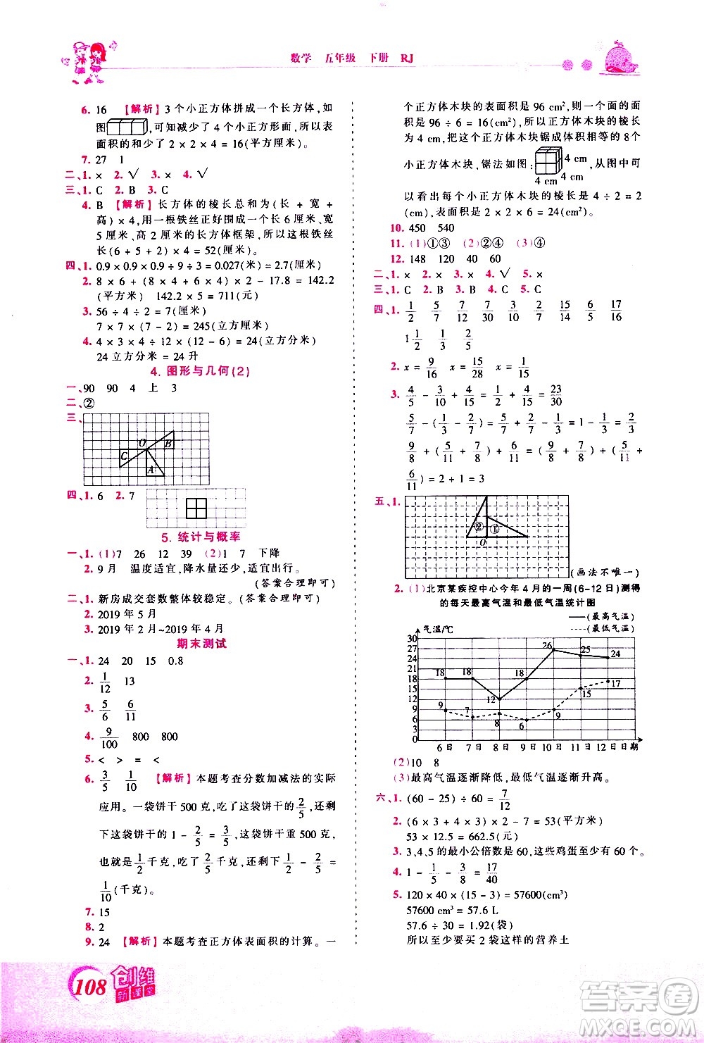 江西人民出版社2021王朝霞創(chuàng)維新課堂數(shù)學(xué)五年級(jí)下冊(cè)RJ人教版答案