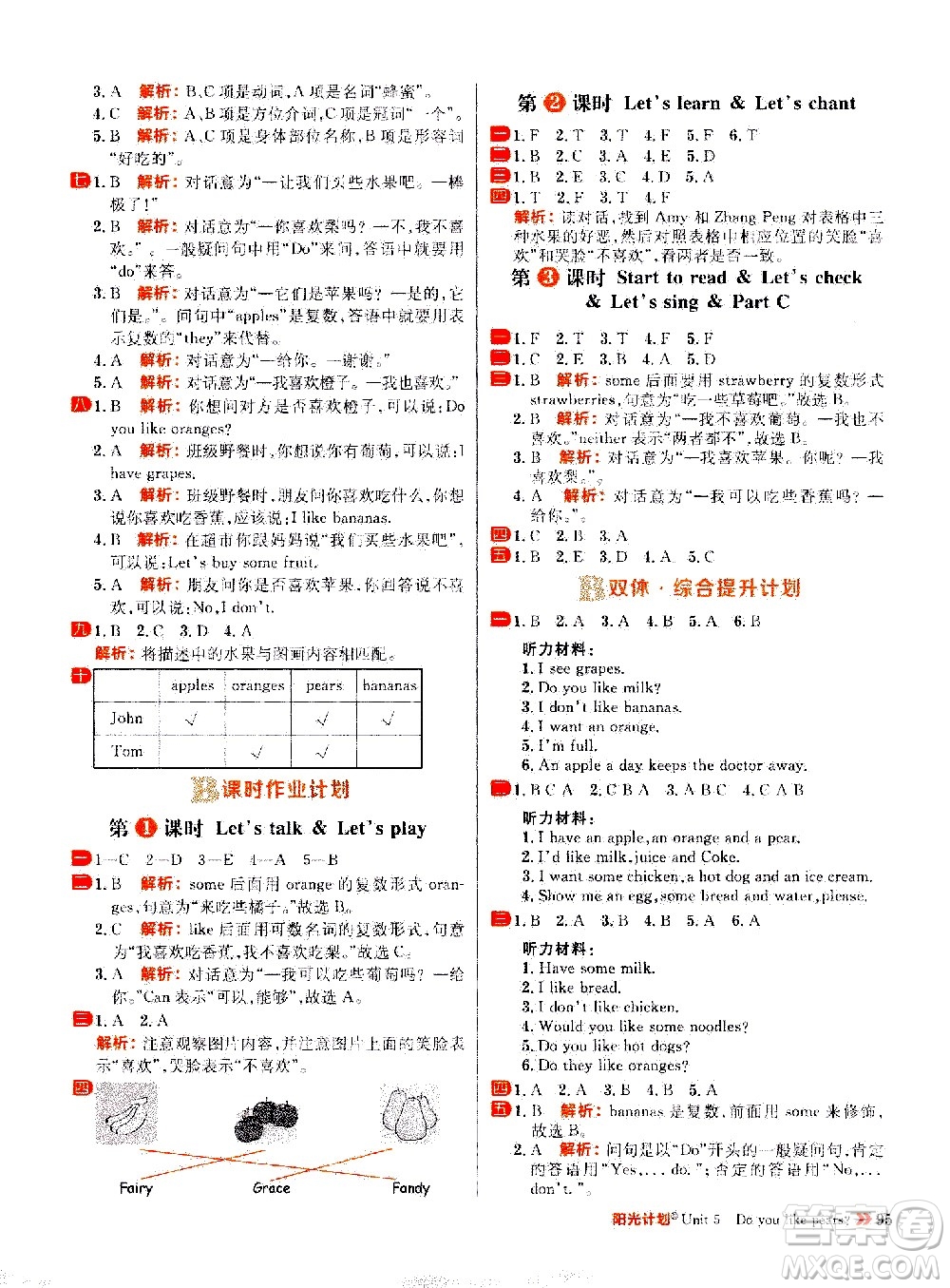 延邊大學(xué)出版社2021春陽光計(jì)劃小學(xué)同步英語三年級下冊RJ人教版答案