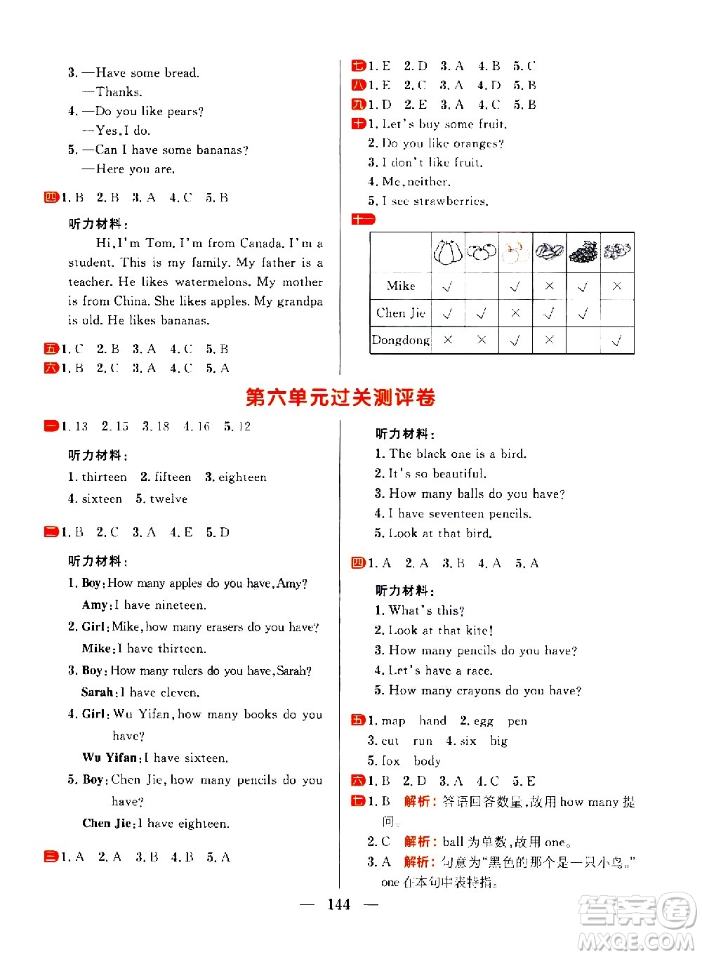 延邊大學(xué)出版社2021春陽(yáng)光計(jì)劃過(guò)關(guān)測(cè)評(píng)卷英語(yǔ)三年級(jí)下冊(cè)RJ人教版答案