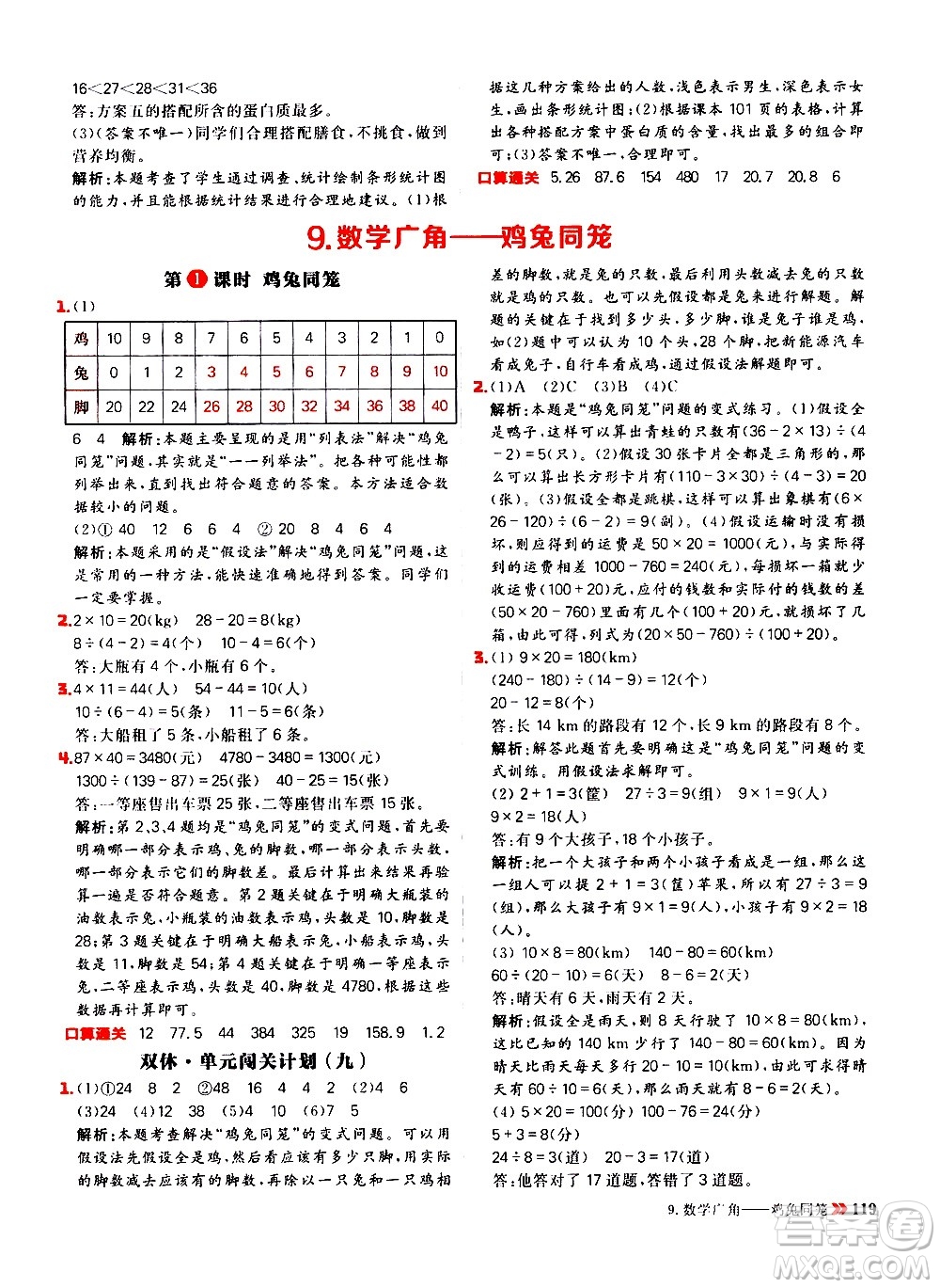 延邊大學出版社2021春陽光計劃小學同步數(shù)學四年級下冊RJ人教版答案