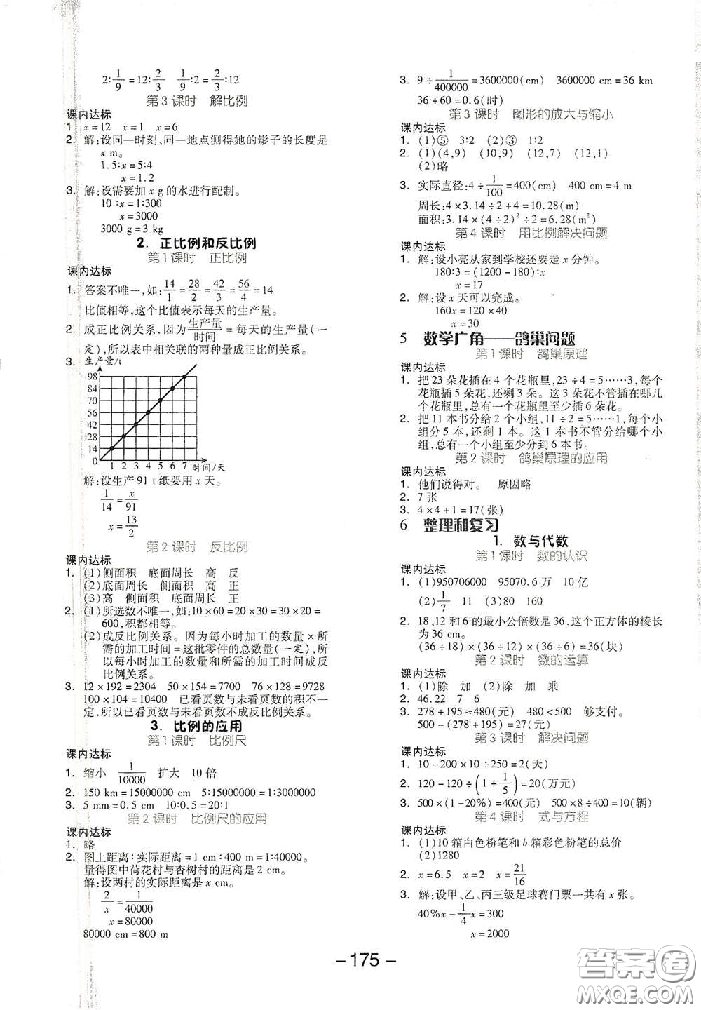 開明出版社2021全品學(xué)練考六年級(jí)數(shù)學(xué)下冊(cè)人教版答案