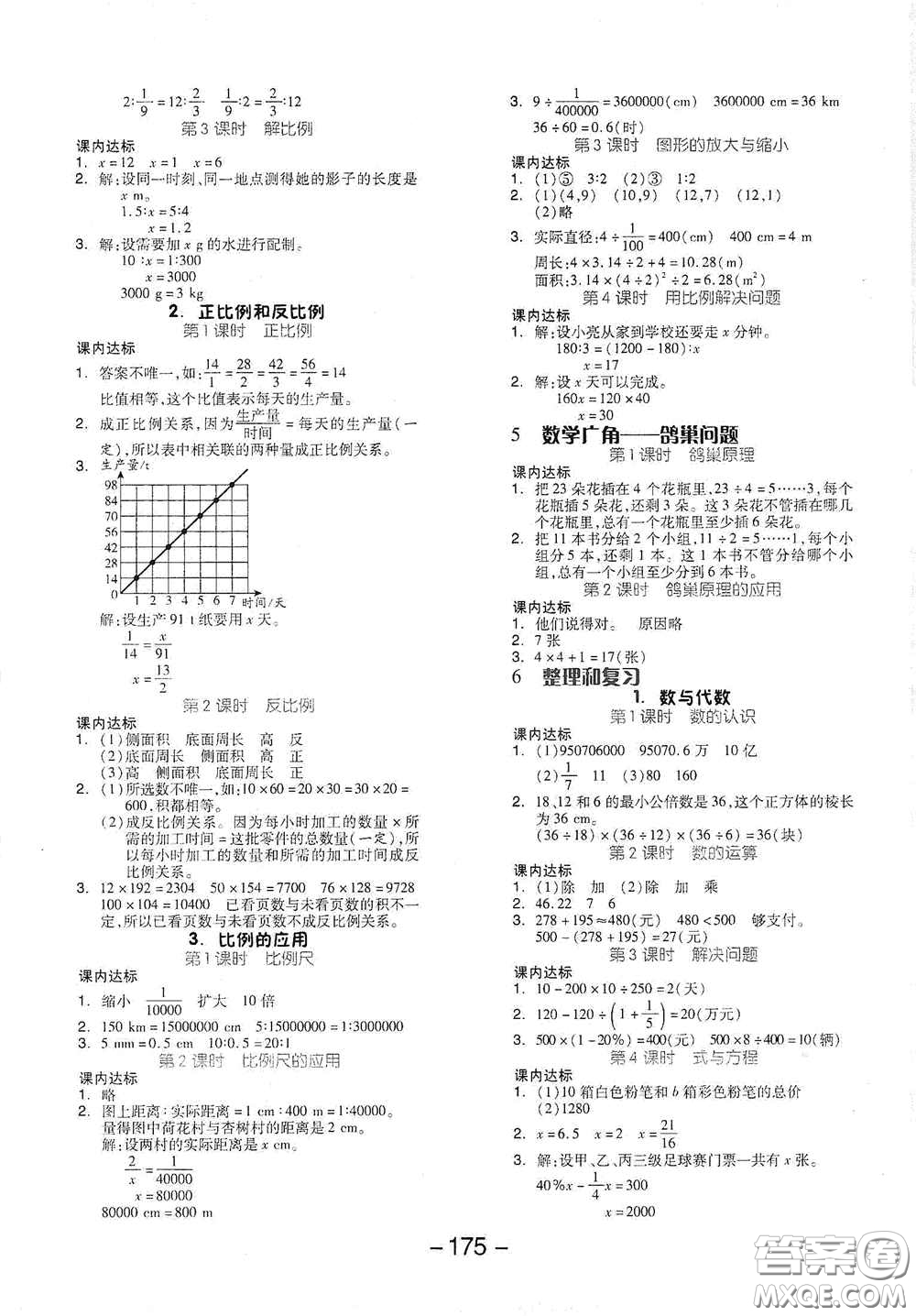 開明出版社2021全品學練考六年級數(shù)學下冊人教版答案