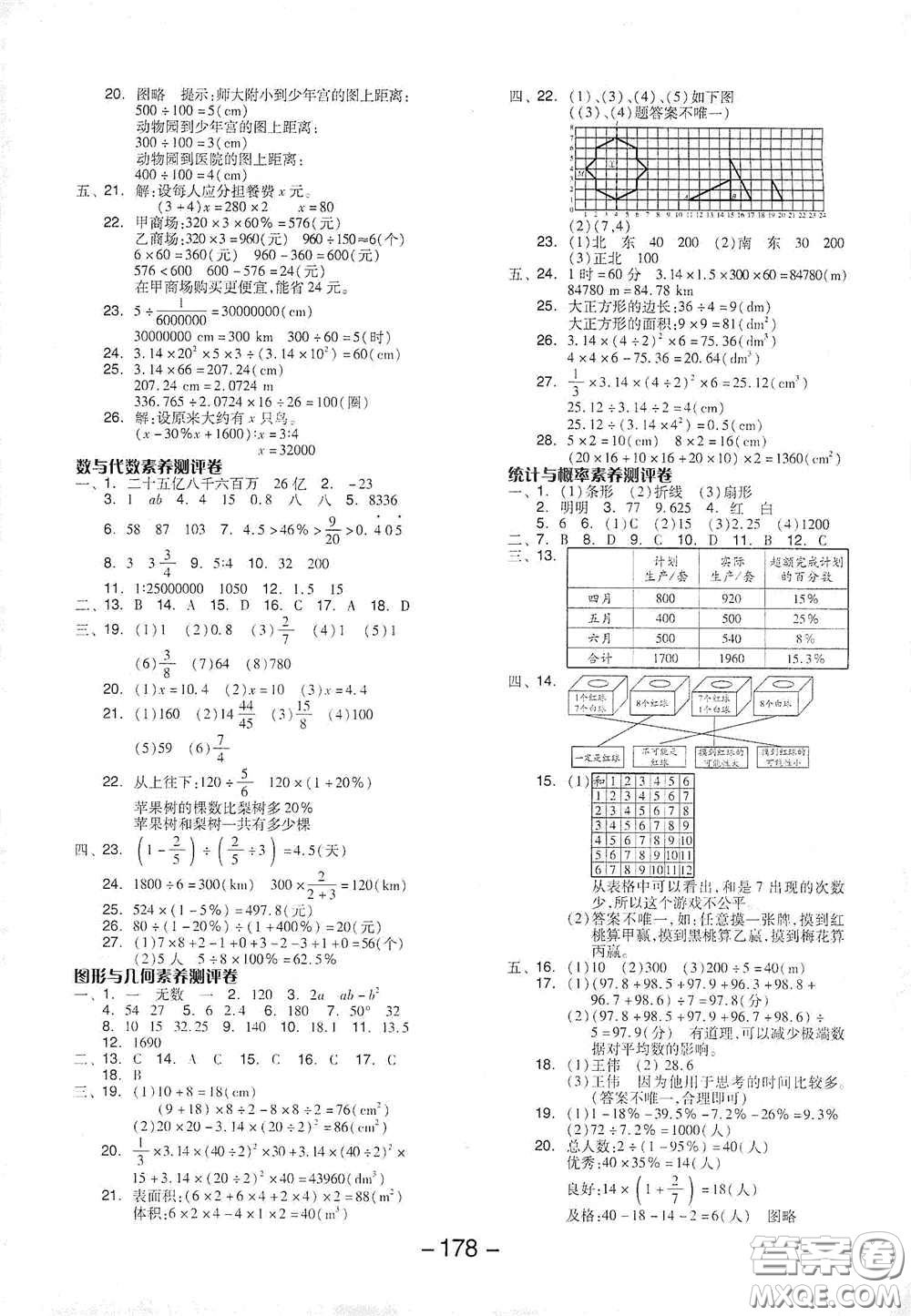 開明出版社2021全品學練考六年級數(shù)學下冊人教版答案