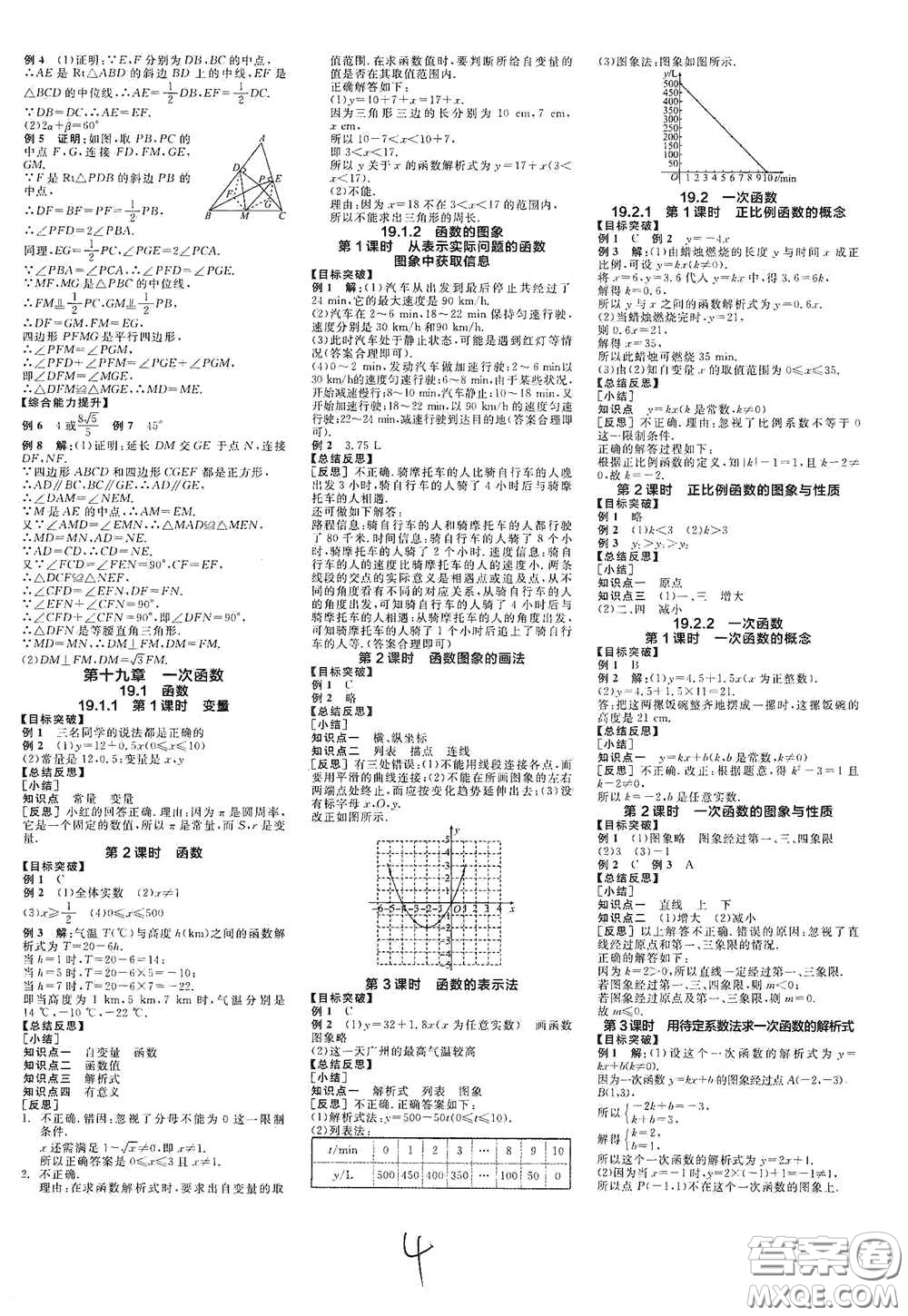 陽光出版社2021春全品學(xué)練考聽課手冊八年級數(shù)學(xué)下冊新課標(biāo)人教版江西省專用答案