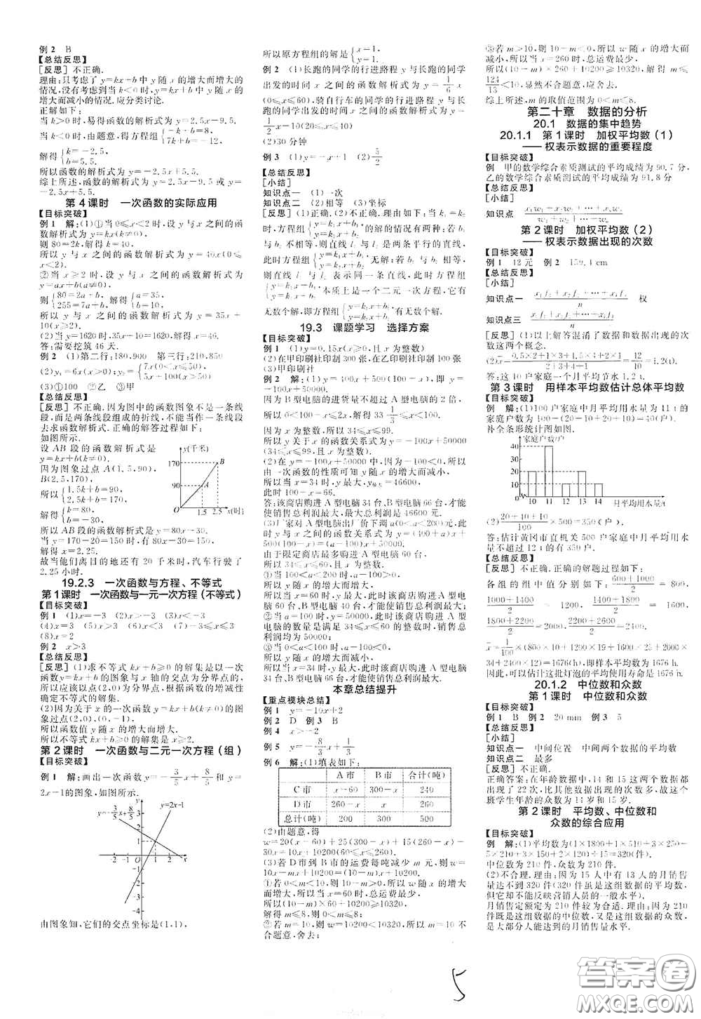 陽光出版社2021春全品學(xué)練考聽課手冊八年級數(shù)學(xué)下冊新課標(biāo)人教版江西省專用答案
