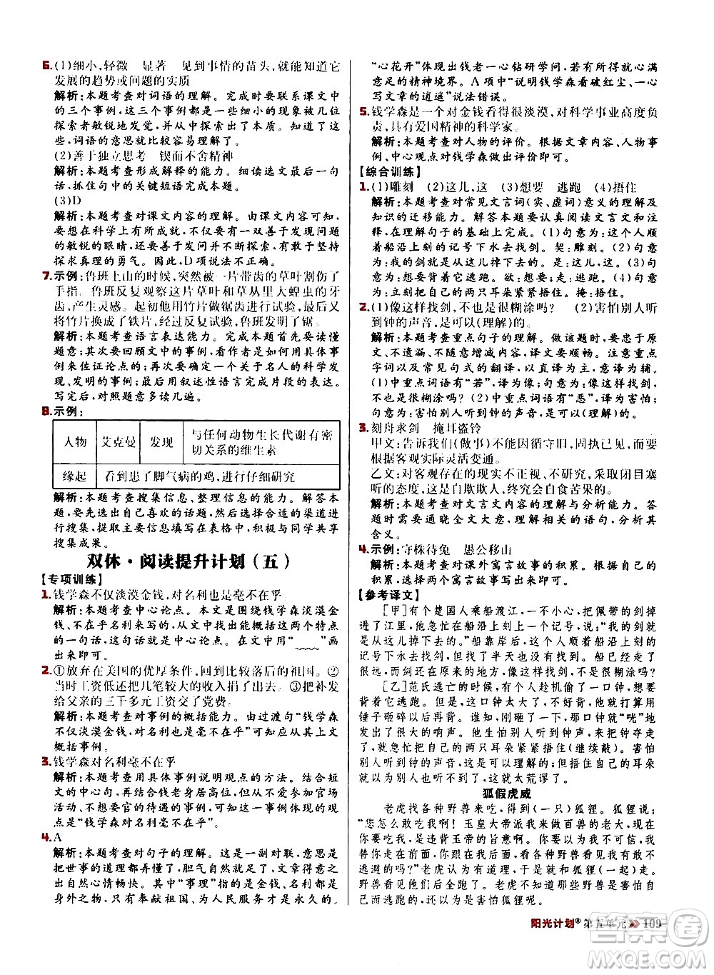 延邊大學出版社2021春陽光計劃小學同步語文六年級下冊RJ人教版答案