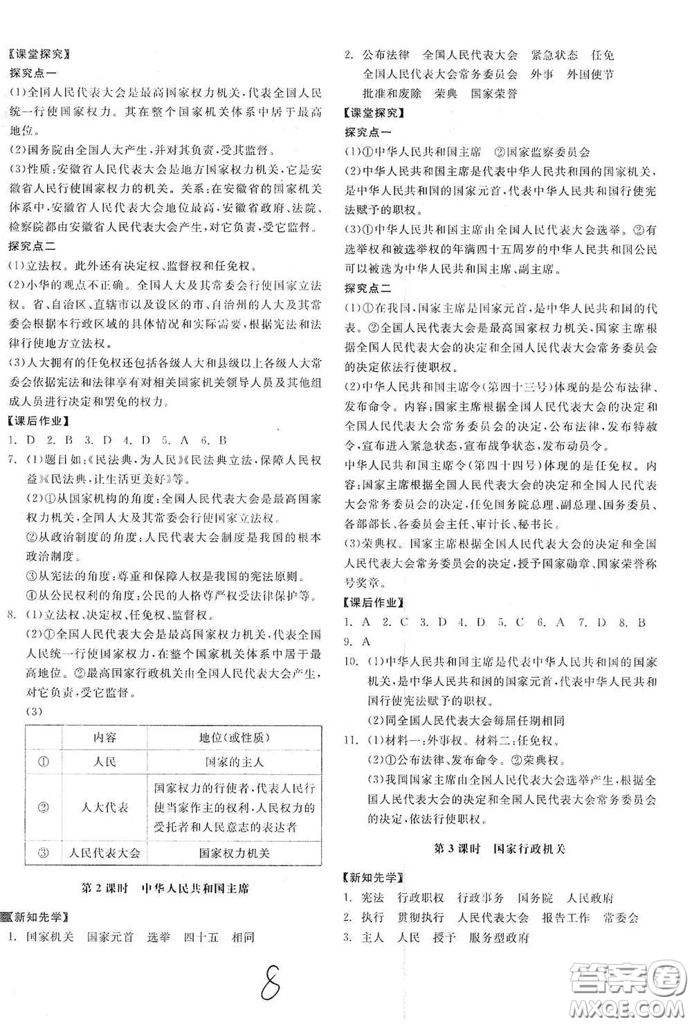 陽(yáng)光出版社2021全品學(xué)練考八年級(jí)道德與法治下冊(cè)新課標(biāo)人教版江西專(zhuān)用答案