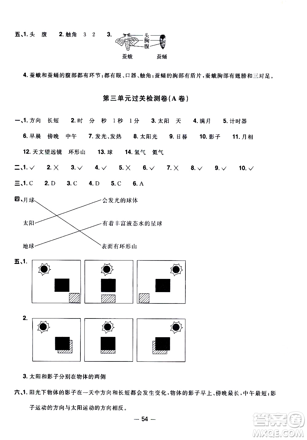 江西教育出版社2021陽(yáng)光同學(xué)一線(xiàn)名師全優(yōu)好卷科學(xué)三年級(jí)下冊(cè)JK教科版答案