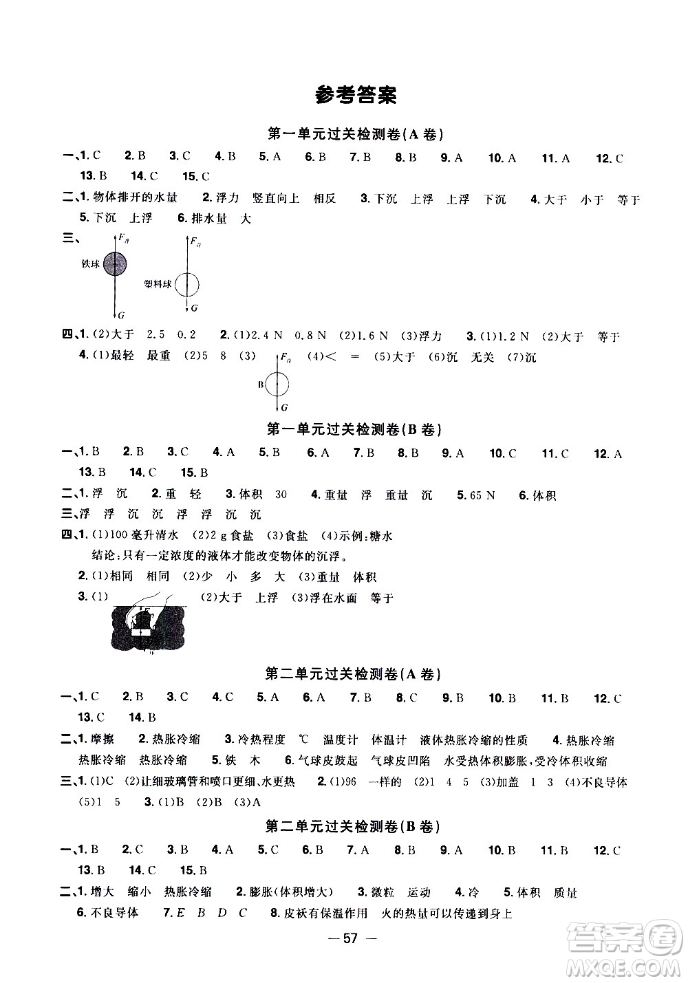江西教育出版社2021陽光同學一線名師全優(yōu)好卷科學五年級下冊JK教科版答案