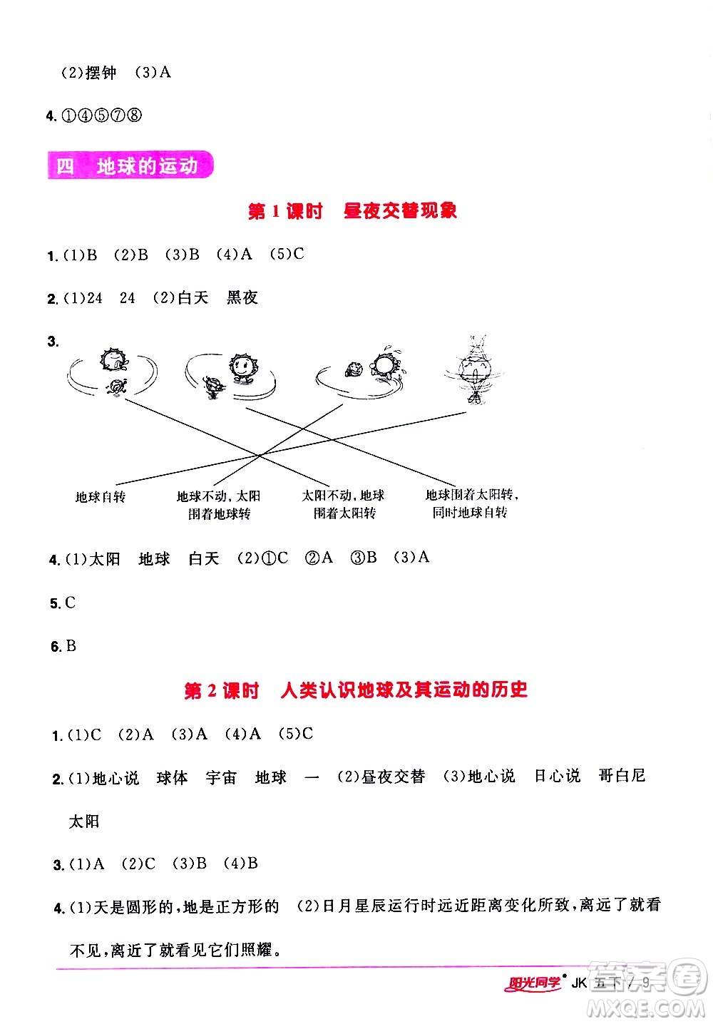 江西教育出版社2021陽(yáng)光同學(xué)課時(shí)優(yōu)化作業(yè)科學(xué)五年級(jí)下冊(cè)JK教科版答案