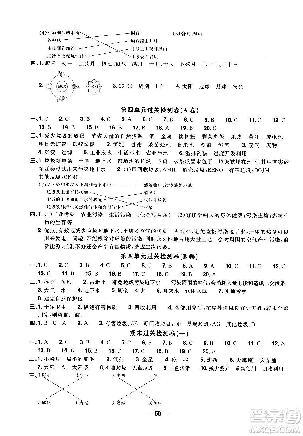 江西教育出版社2021陽光同學一線名師全優(yōu)好卷科學六年級下冊JK教科版答案