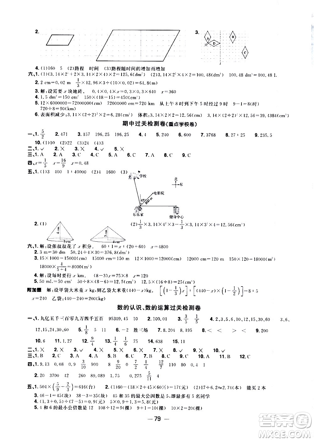 江西教育出版社2021陽光同學(xué)一線名師全優(yōu)好卷數(shù)學(xué)六年級(jí)下冊(cè)BS北師大版答案