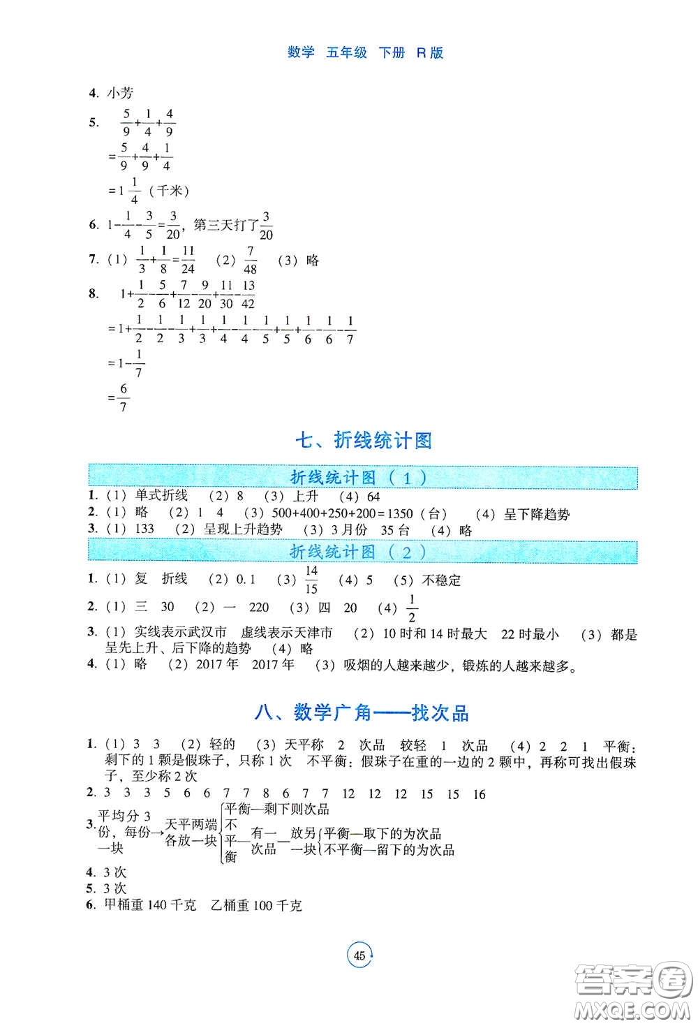 遼寧教育出版社2021好課堂堂練五年級數(shù)學下冊人教版答案