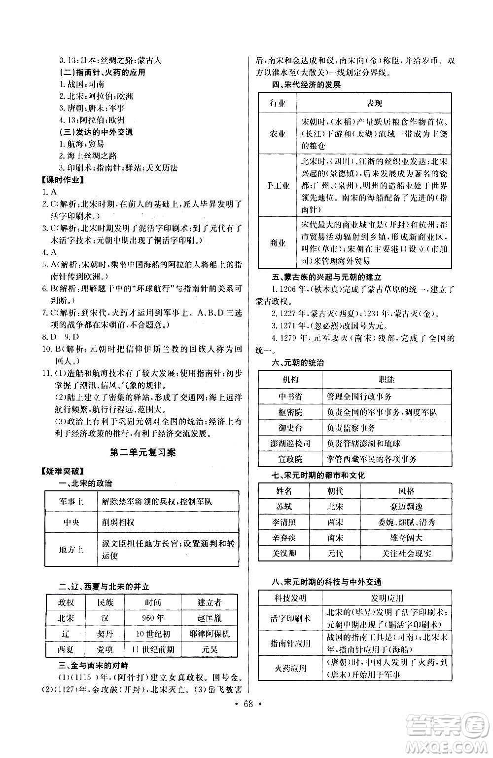 崇文書局2021長江全能學(xué)案同步練習(xí)冊(cè)歷史七年級(jí)下冊(cè)人教版答案