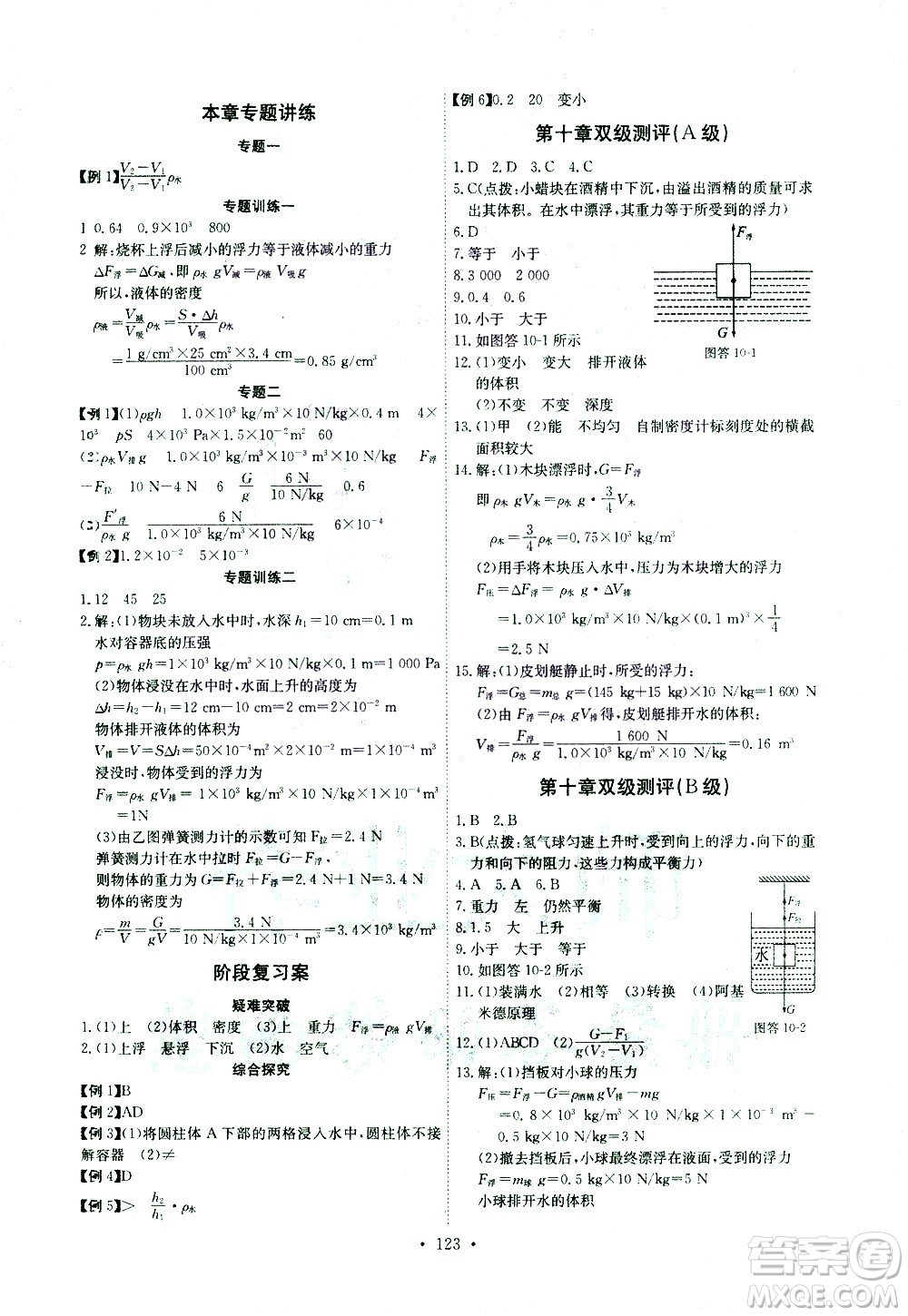 湖北少年兒童出版社2021長江全能學(xué)案同步練習(xí)冊物理八年級下冊人教版答案
