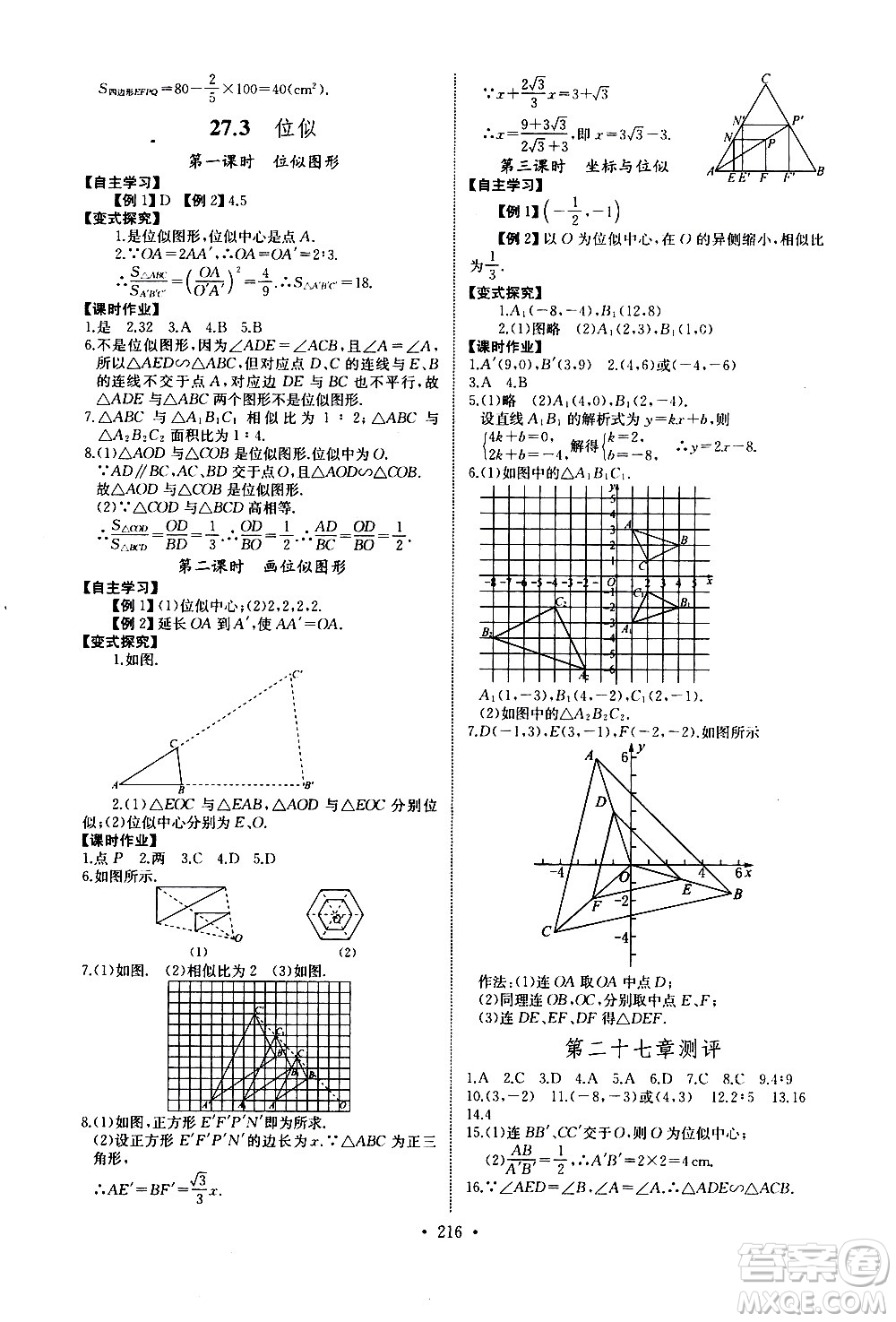 湖北少年兒童出版社2021長(zhǎng)江全能學(xué)案同步練習(xí)冊(cè)數(shù)學(xué)九年級(jí)全一冊(cè)人教版答案