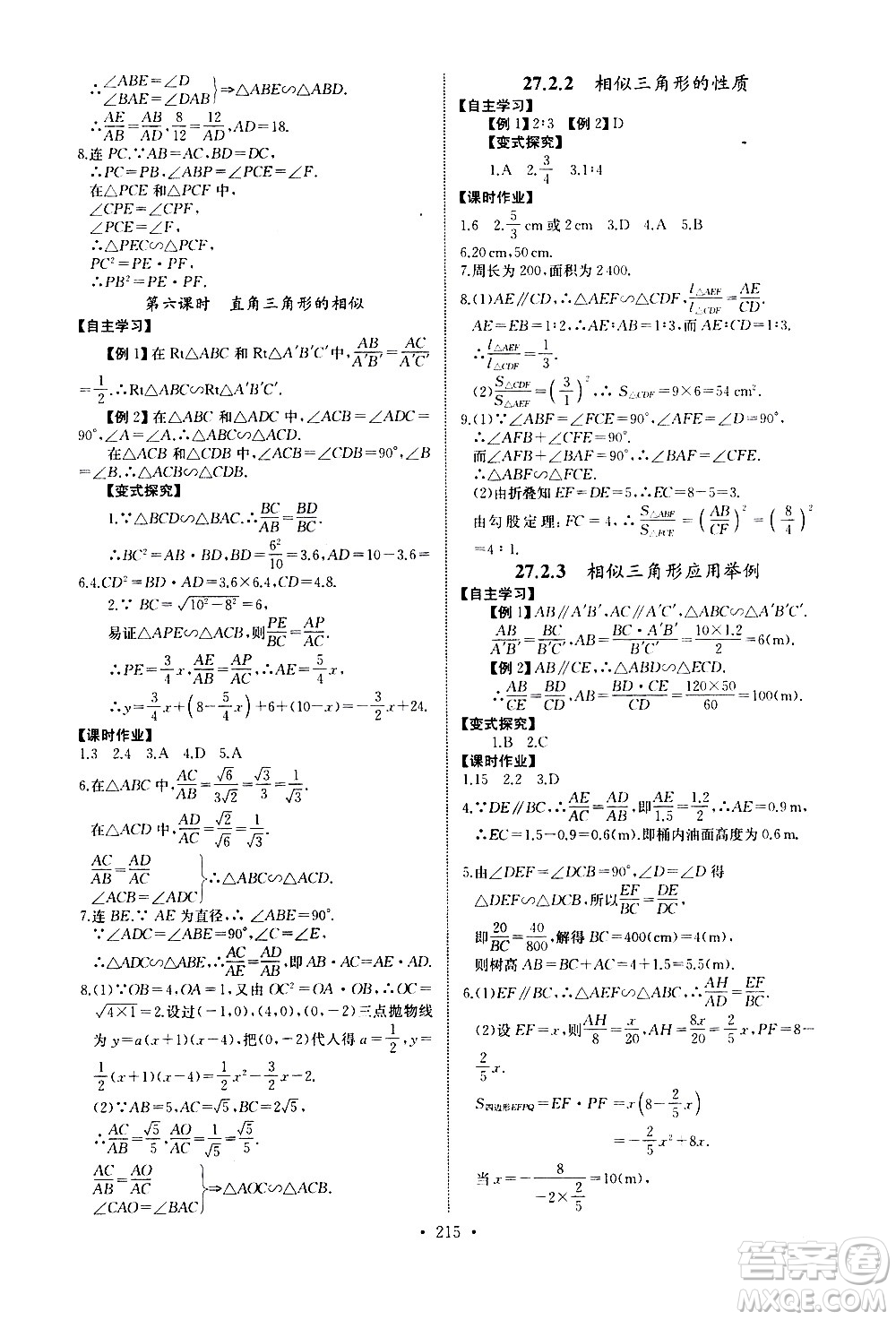 湖北少年兒童出版社2021長(zhǎng)江全能學(xué)案同步練習(xí)冊(cè)數(shù)學(xué)九年級(jí)全一冊(cè)人教版答案