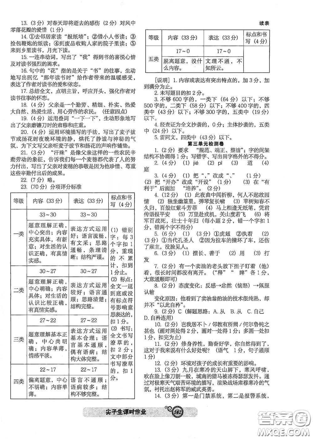 遼寧教育出版社2021尖子生新課堂課時(shí)作業(yè)七年級(jí)語(yǔ)文下冊(cè)人教版答案
