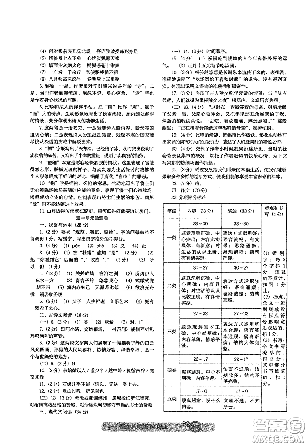 遼寧教育出版社2021尖子生新課堂課時(shí)作業(yè)八年級(jí)語文下冊(cè)人教版答案