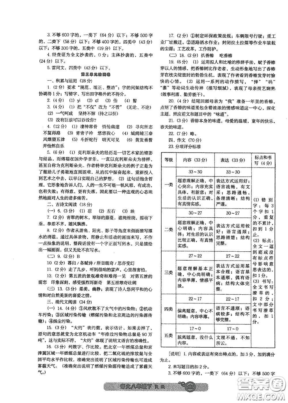 遼寧教育出版社2021尖子生新課堂課時(shí)作業(yè)八年級(jí)語文下冊(cè)人教版答案