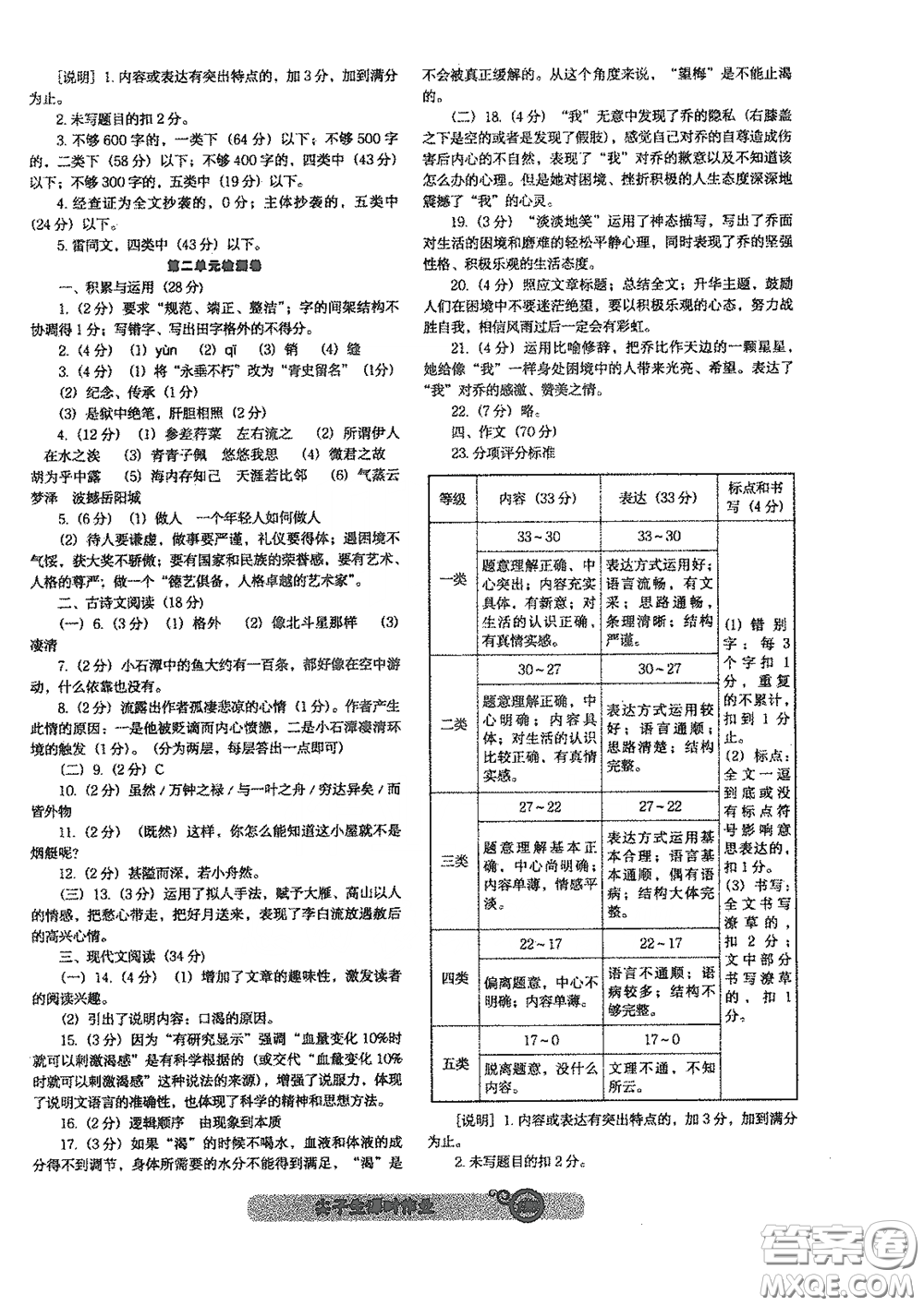 遼寧教育出版社2021尖子生新課堂課時(shí)作業(yè)八年級(jí)語文下冊(cè)人教版答案