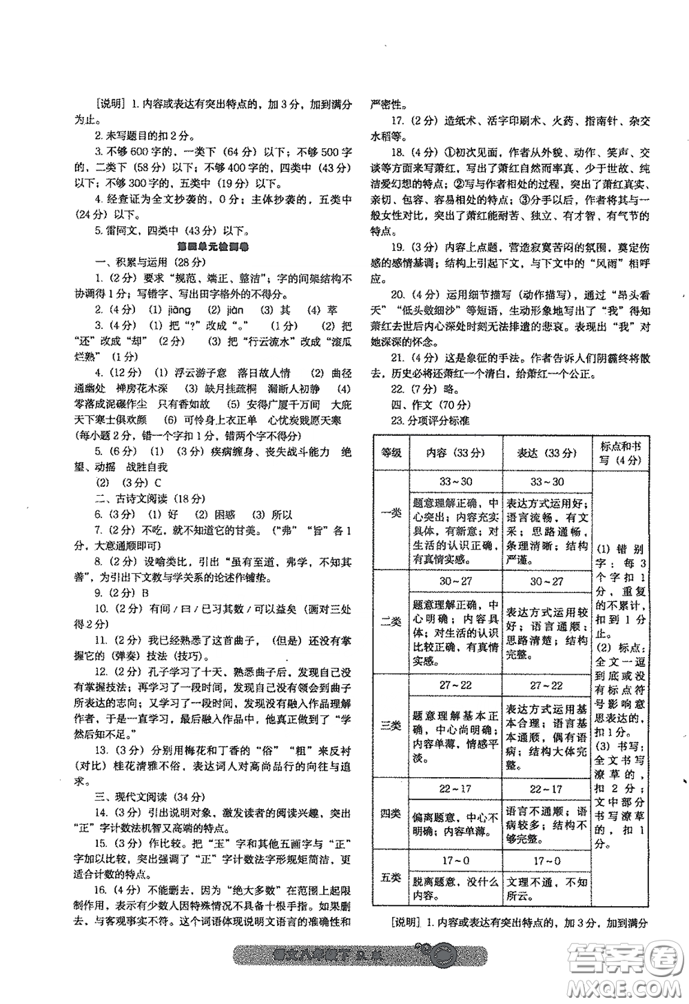 遼寧教育出版社2021尖子生新課堂課時(shí)作業(yè)八年級(jí)語文下冊(cè)人教版答案