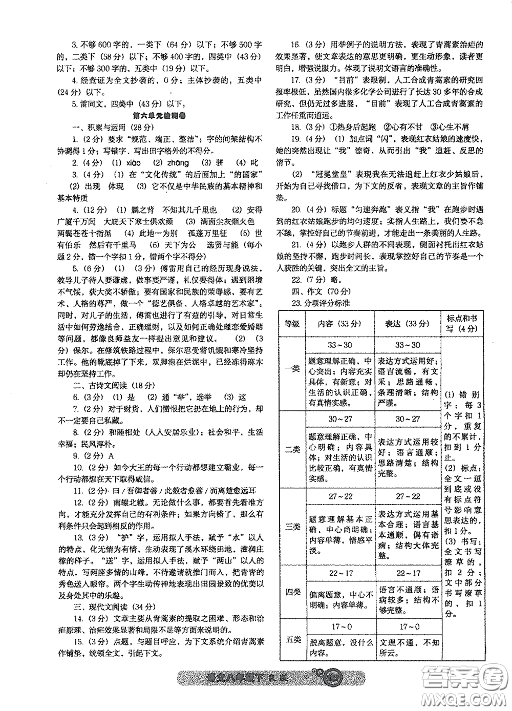 遼寧教育出版社2021尖子生新課堂課時(shí)作業(yè)八年級(jí)語文下冊(cè)人教版答案