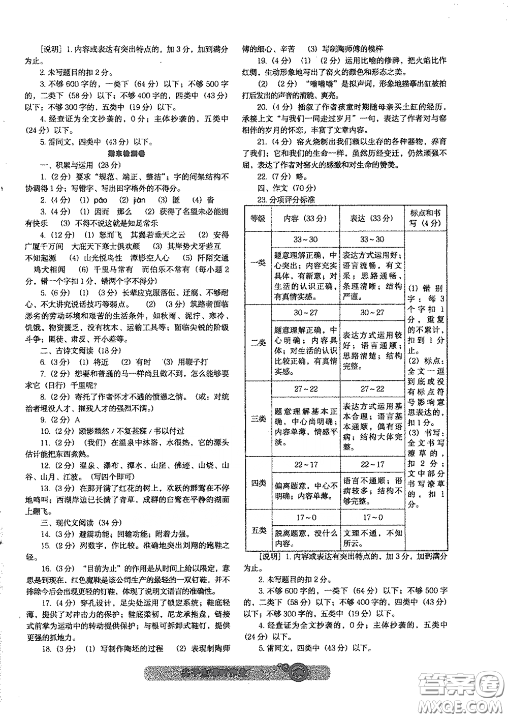遼寧教育出版社2021尖子生新課堂課時(shí)作業(yè)八年級(jí)語文下冊(cè)人教版答案