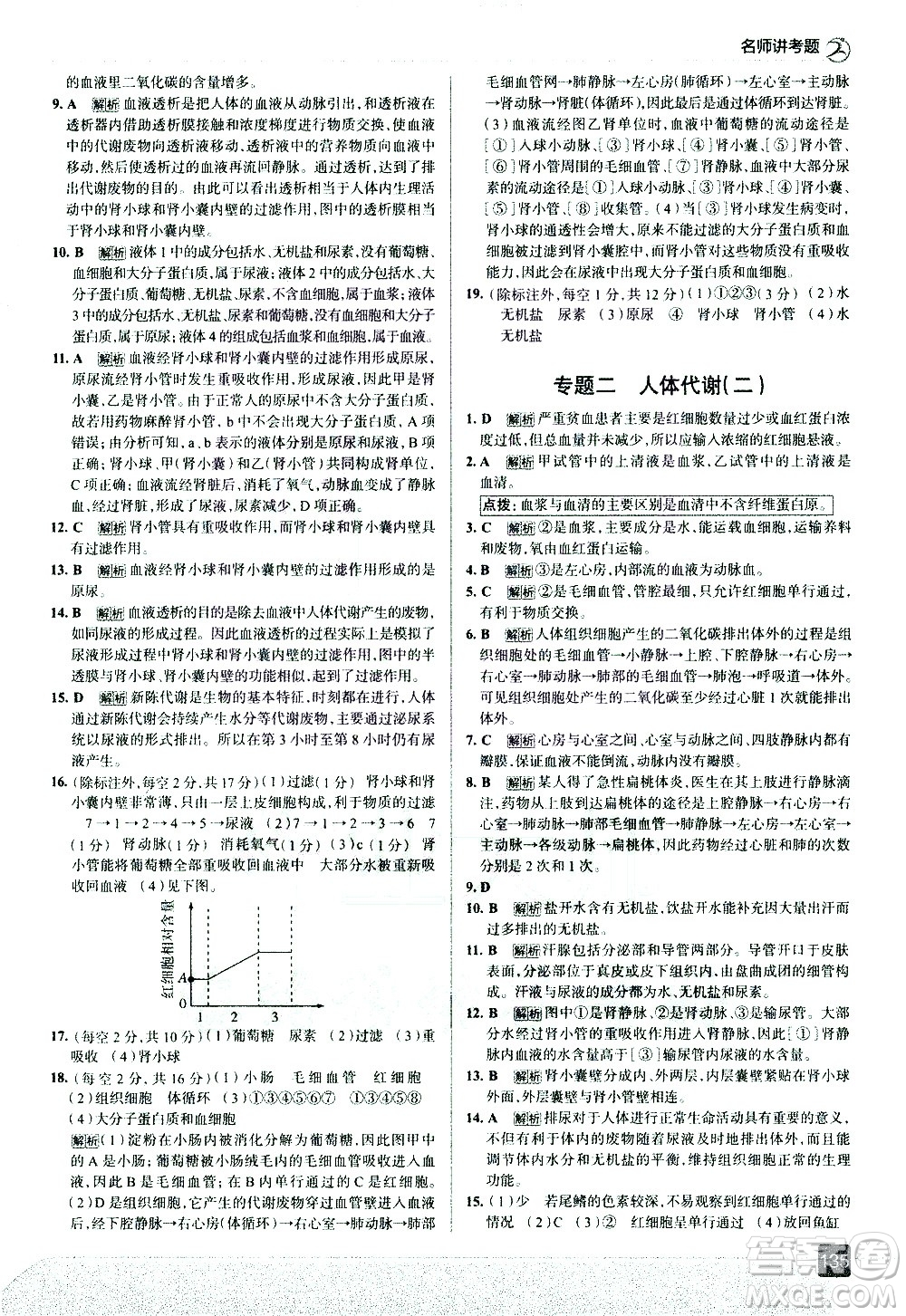 現(xiàn)代教育出版社2021走向中考考場生物學七年級下冊RJ人教版答案
