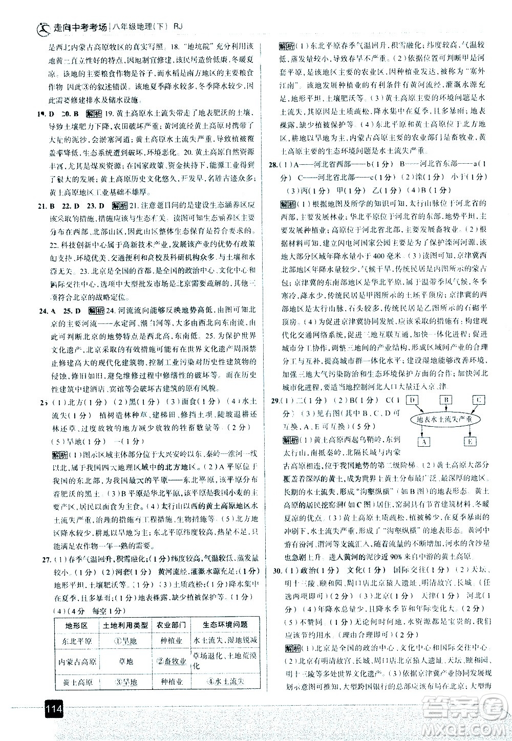 中國(guó)地圖出版社2021走向中考考場(chǎng)地理八年級(jí)下冊(cè)RJ人教版答案