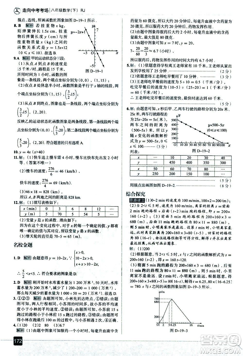 現(xiàn)代教育出版社2021走向中考考場數(shù)學八年級下冊RJ人教版答案