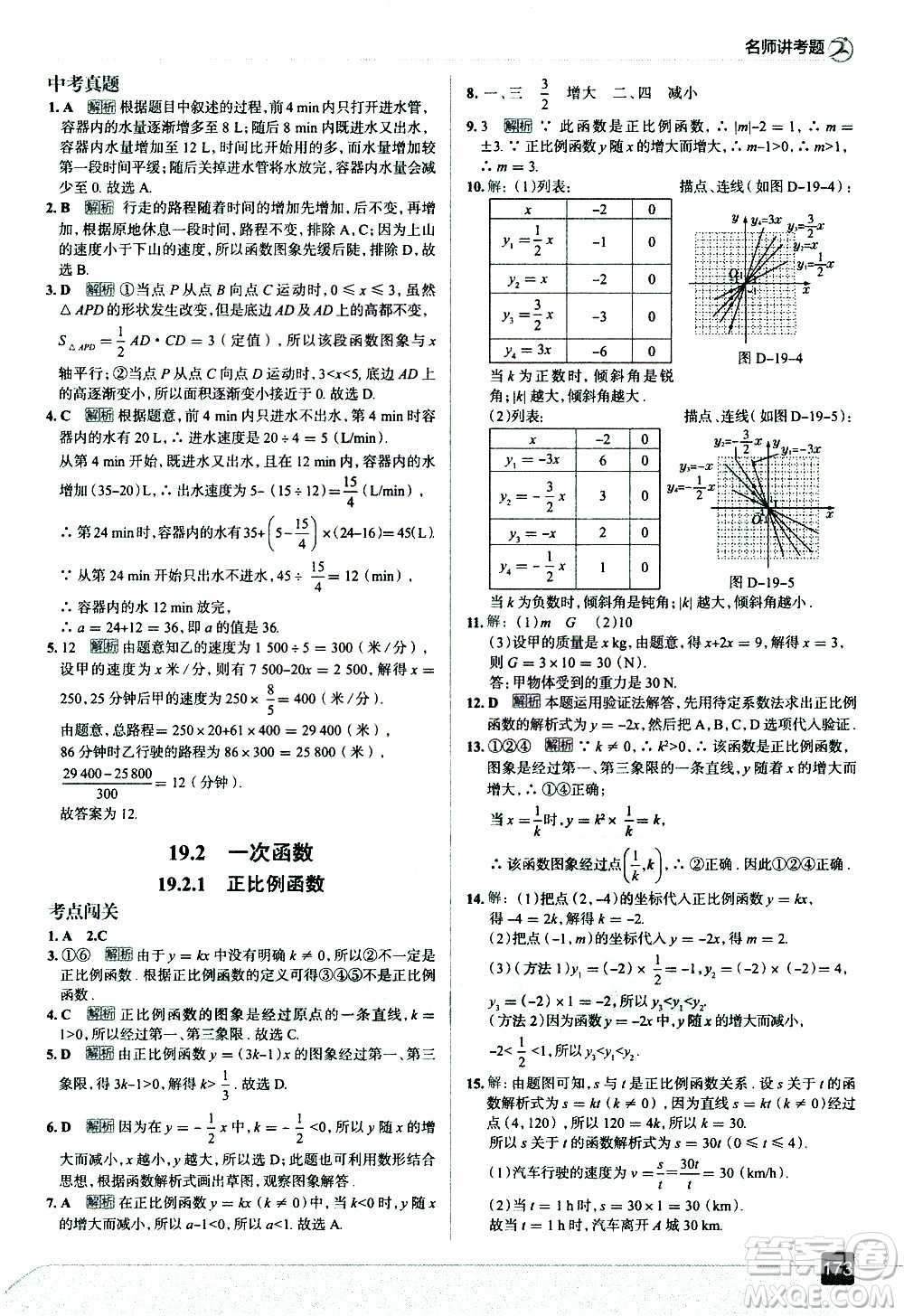 現(xiàn)代教育出版社2021走向中考考場數(shù)學八年級下冊RJ人教版答案