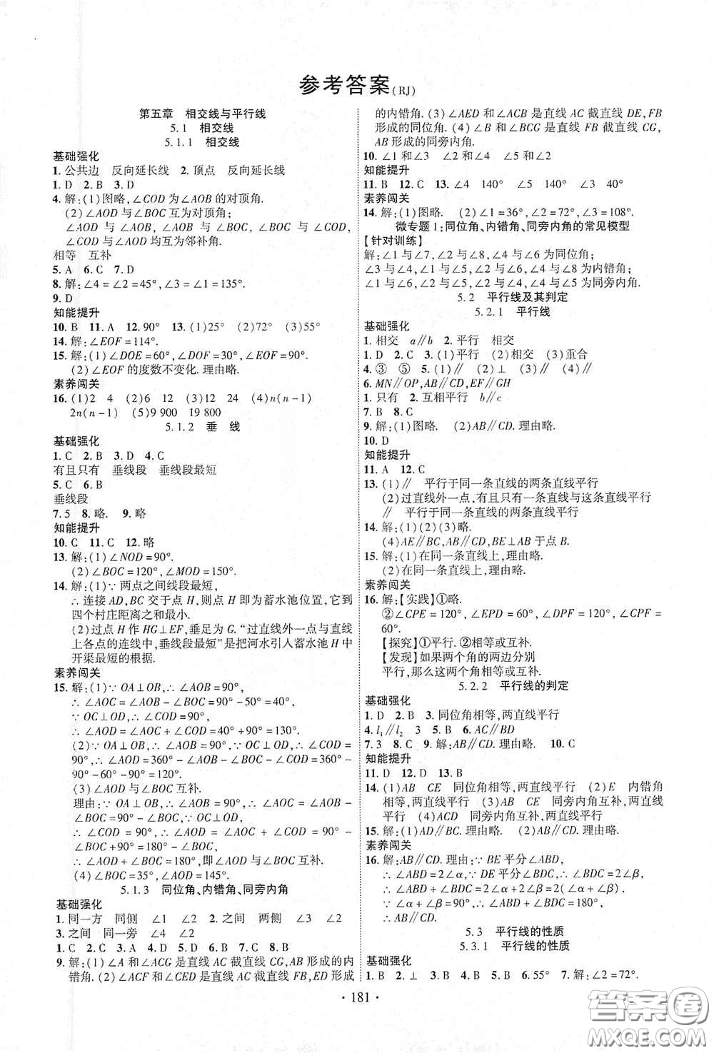 寧夏人民教育出版社2021暢優(yōu)新課堂七年級數(shù)學下冊人教版江西專版答案