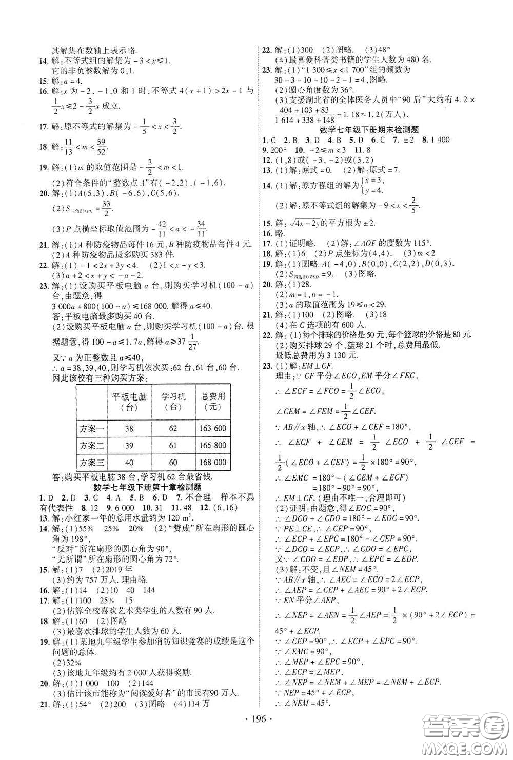 寧夏人民教育出版社2021暢優(yōu)新課堂七年級數(shù)學下冊人教版江西專版答案