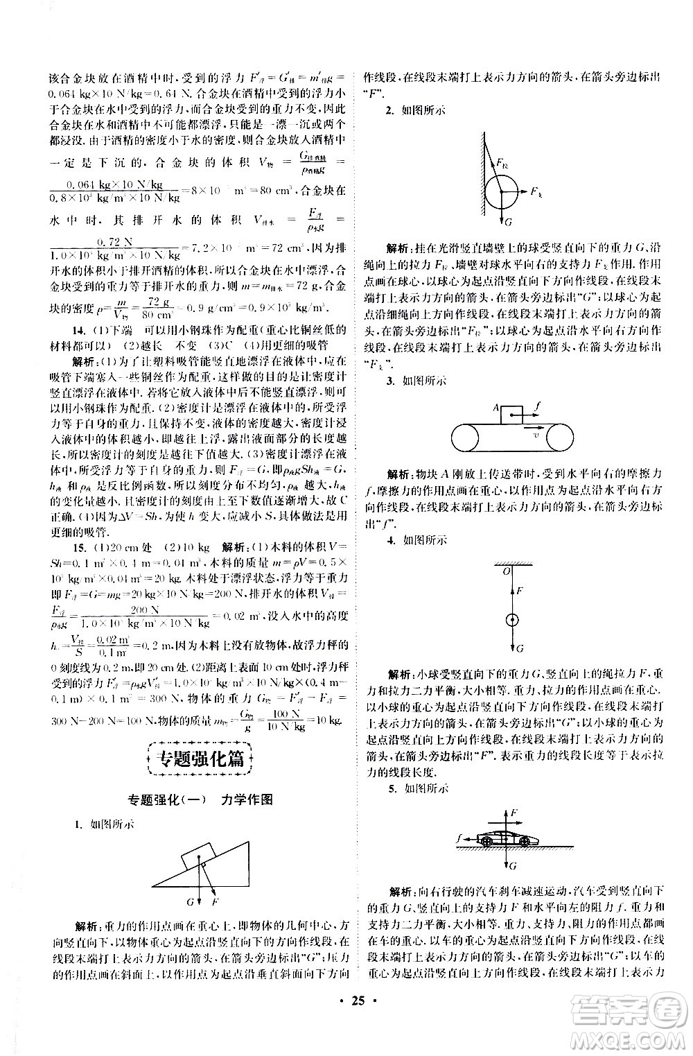 江蘇鳳凰科學(xué)技術(shù)出版社2021初中物理小題狂做提優(yōu)版八年級下冊蘇科版答案