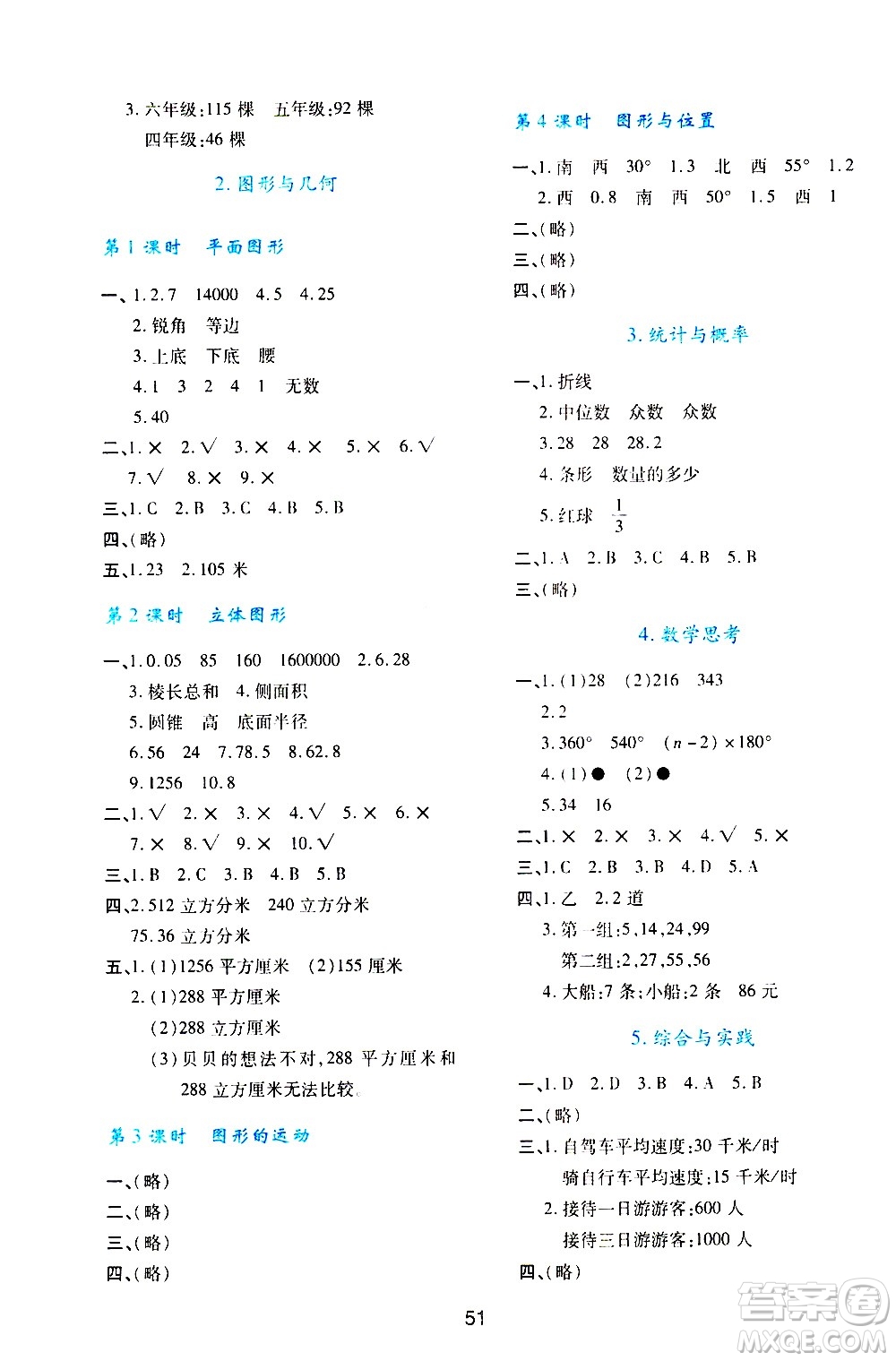 陜西人民教育出版社2021新課程學(xué)習(xí)與評價六年級數(shù)學(xué)下A人教版答案