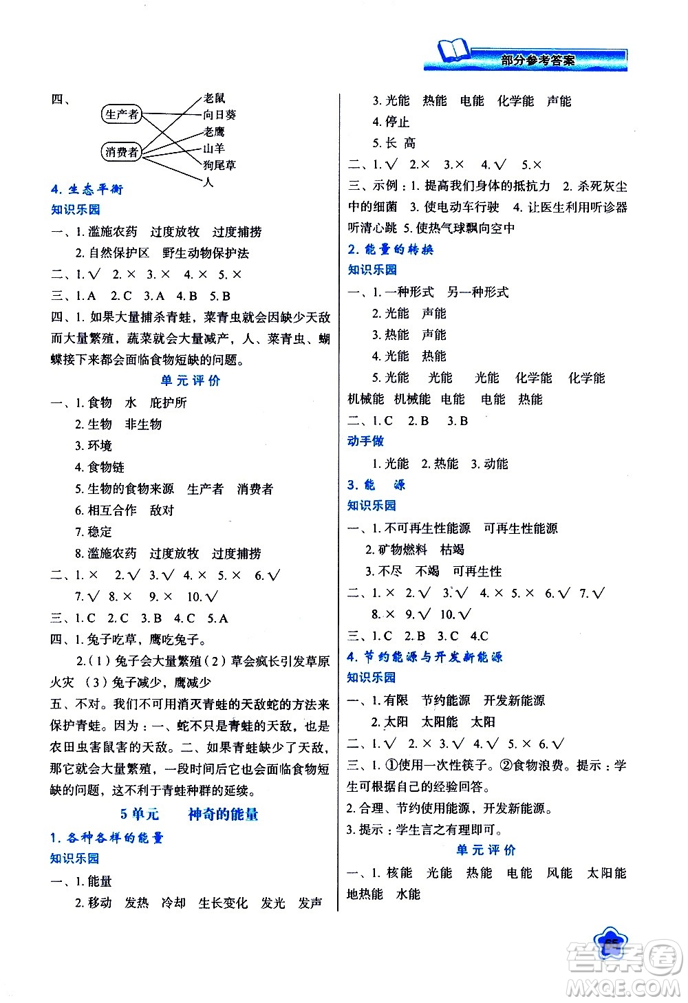 陜西人民教育出版社2021新課程學(xué)習(xí)與評價(jià)六年級科學(xué)下B蘇教版答案