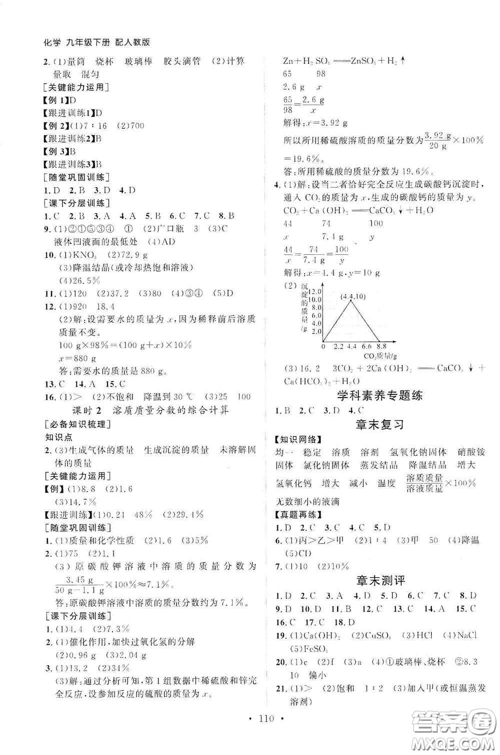 山東人民出版社2021初中同步練習(xí)冊(cè)九年級(jí)化學(xué)下冊(cè)人教版答案