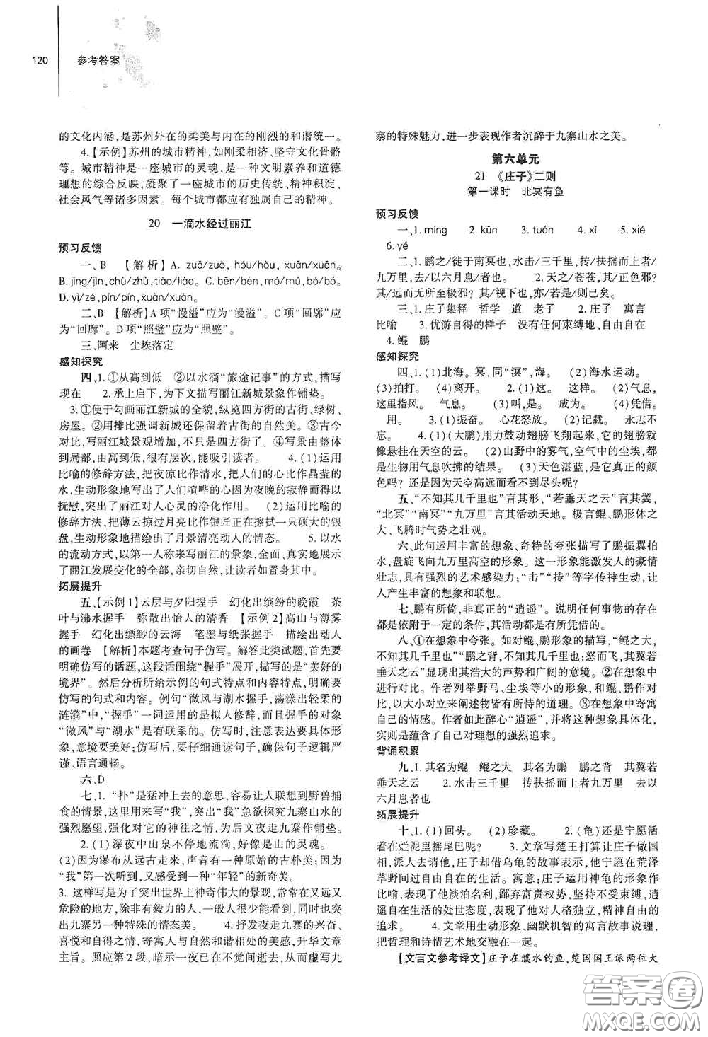 大象出版社2021初中同步練習(xí)冊八年級語文下冊人教版山東省內(nèi)專用答案