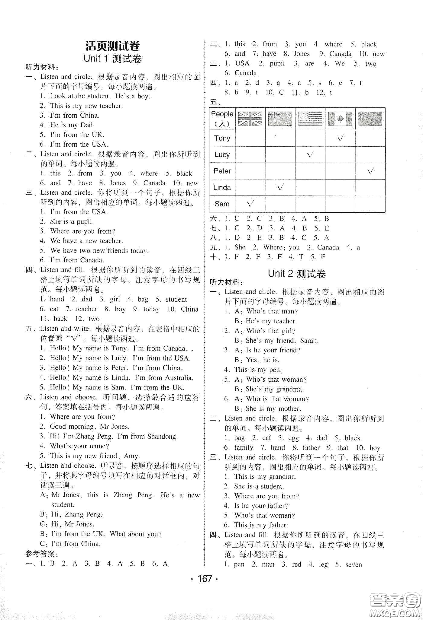 華翰文化2021教與學(xué)課時(shí)學(xué)練測(cè)三年級(jí)英語下冊(cè)人教版答案