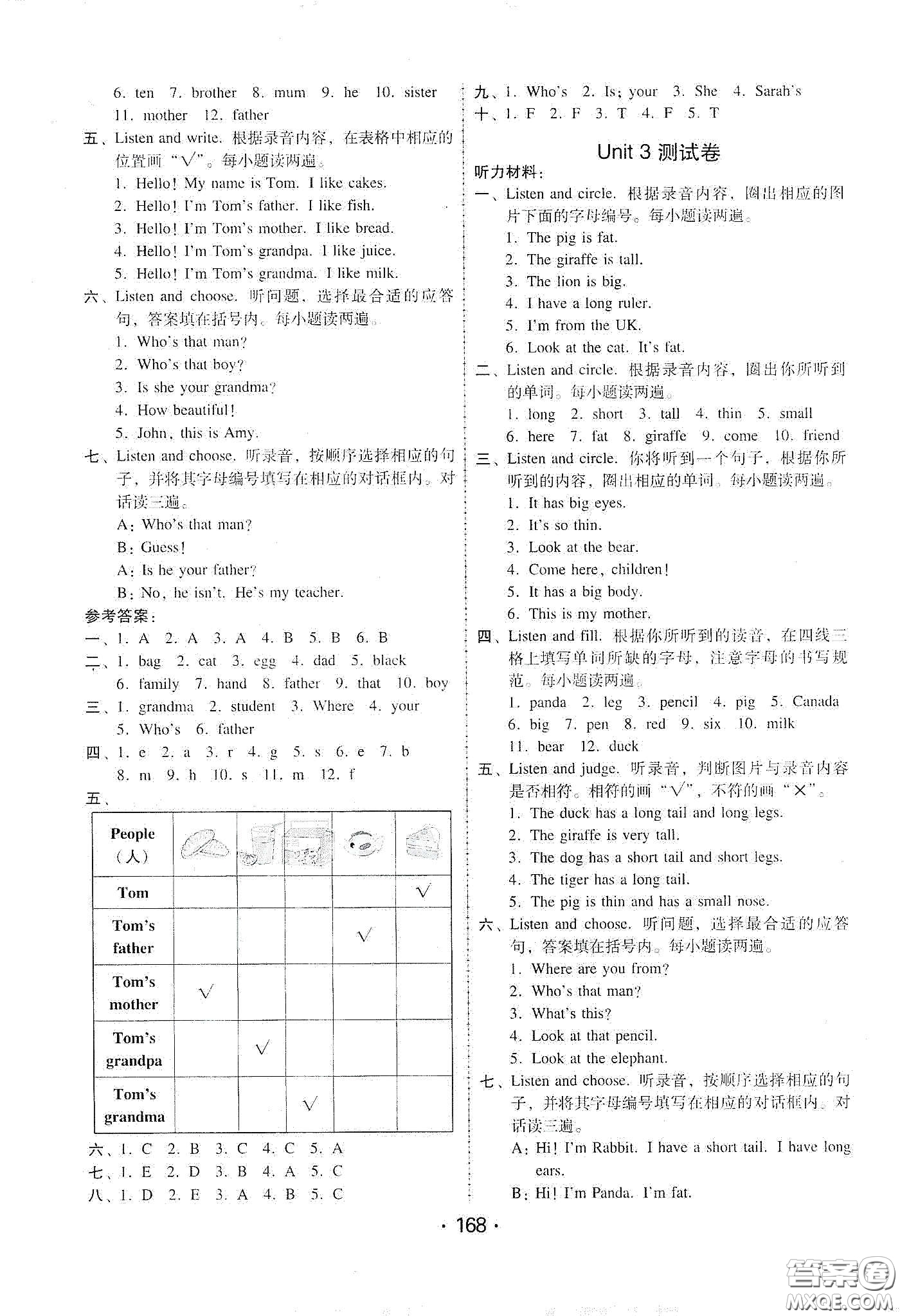 華翰文化2021教與學(xué)課時(shí)學(xué)練測(cè)三年級(jí)英語下冊(cè)人教版答案