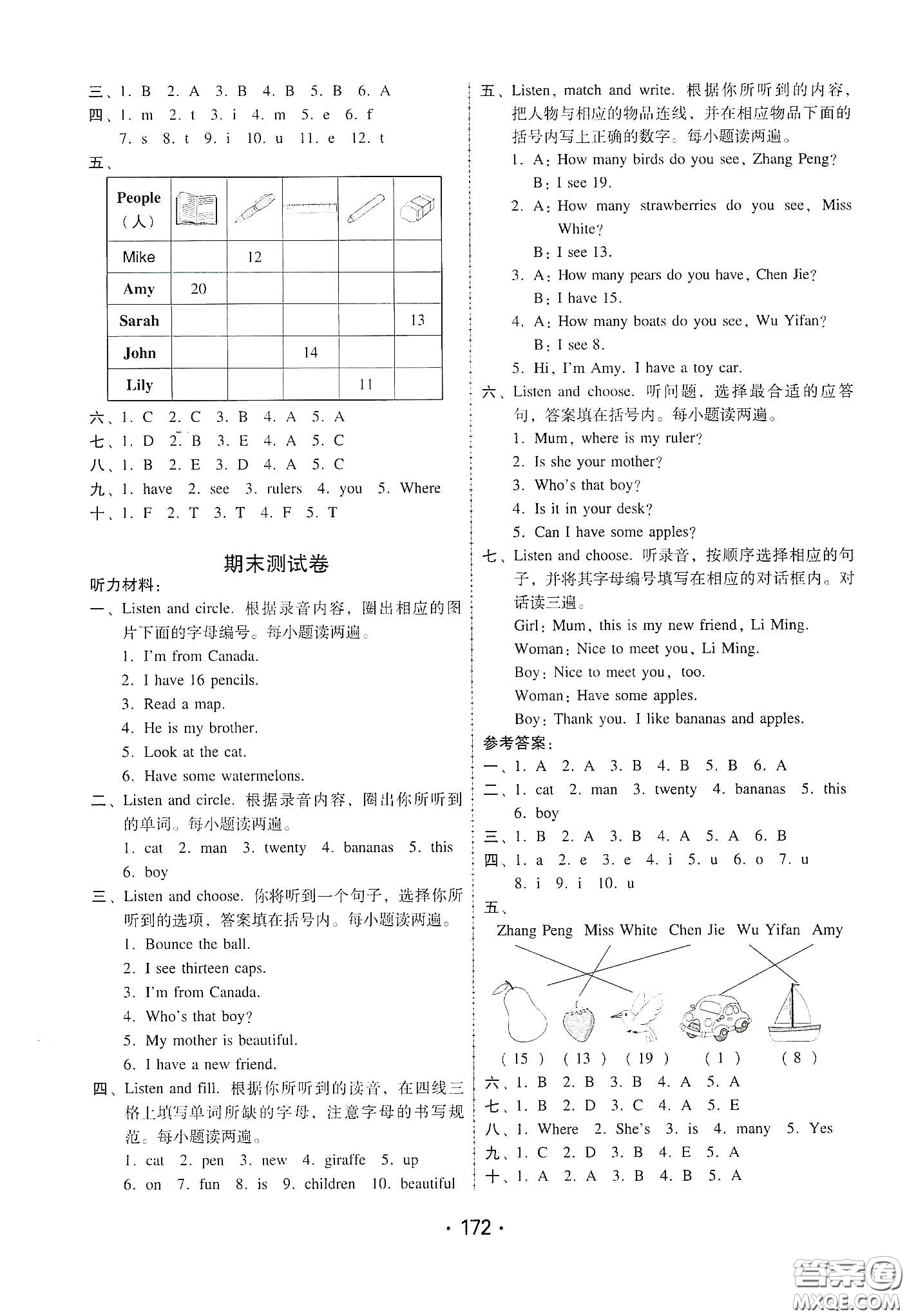 華翰文化2021教與學(xué)課時(shí)學(xué)練測(cè)三年級(jí)英語下冊(cè)人教版答案