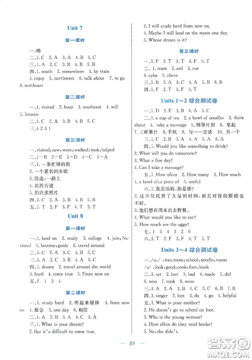 海南出版社2021新優(yōu)化設(shè)計(jì)小學(xué)課時(shí)學(xué)練測(cè)六年級(jí)英語下冊(cè)答案