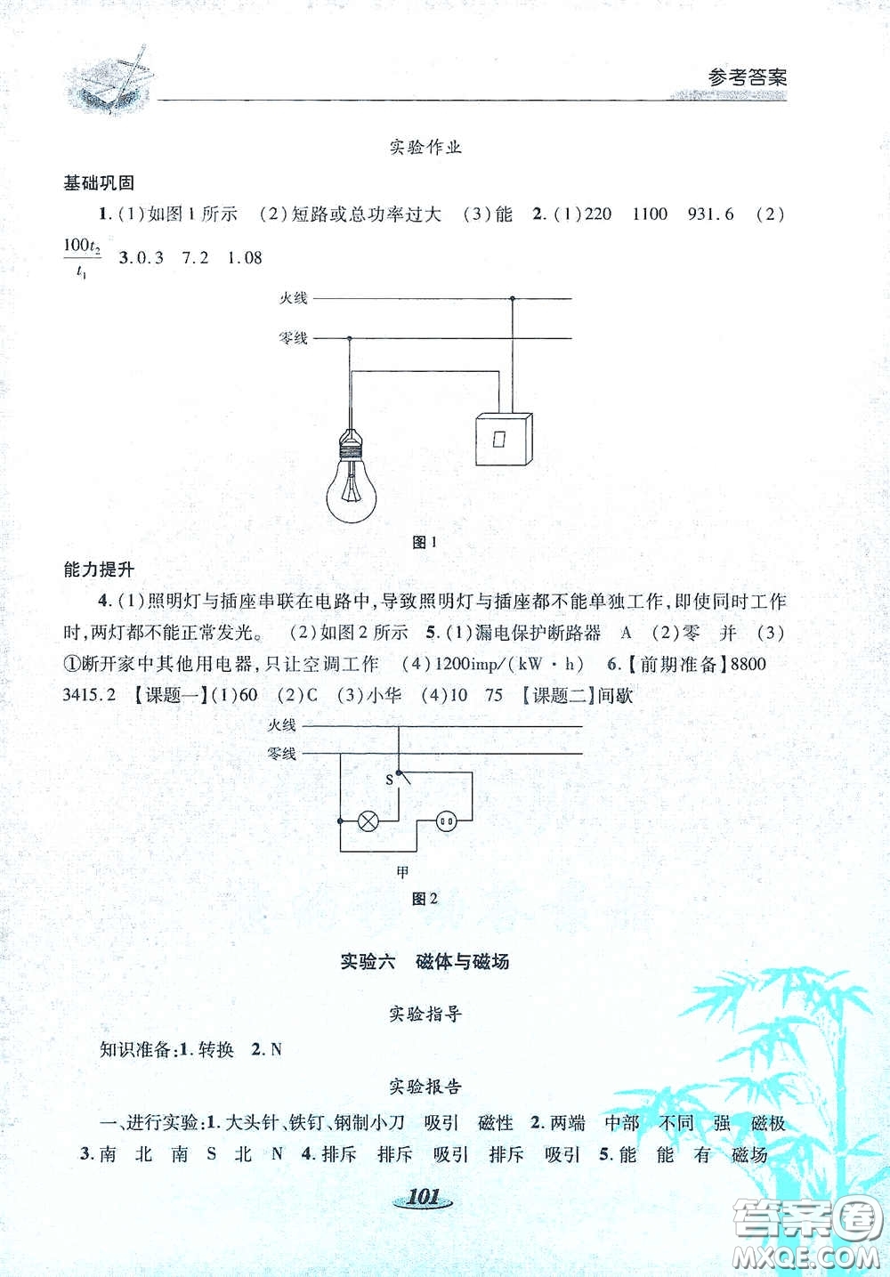 陜西科學(xué)技術(shù)出版社2021新課標(biāo)學(xué)生實(shí)驗(yàn)探究與指導(dǎo)九年級(jí)物理下冊(cè)D版答案