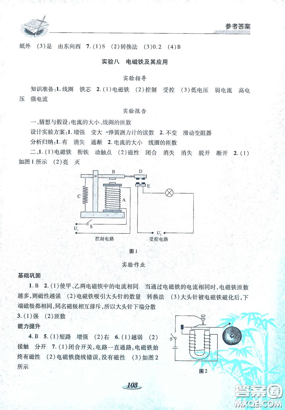 陜西科學(xué)技術(shù)出版社2021新課標(biāo)學(xué)生實(shí)驗(yàn)探究與指導(dǎo)九年級(jí)物理下冊(cè)D版答案