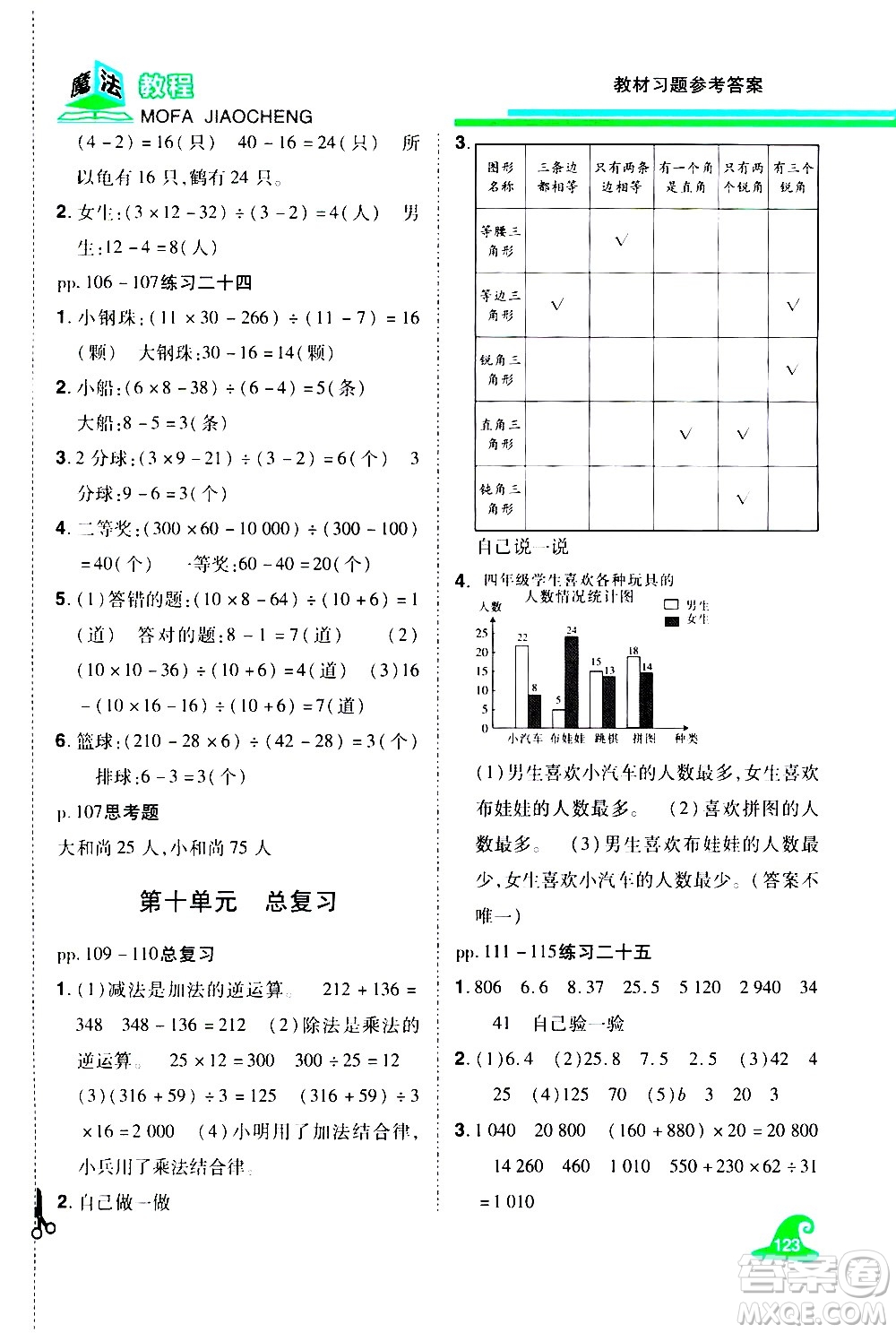 江西美術(shù)出版社2021魔法教程數(shù)學(xué)四年級下冊精解版RJ人教版答案