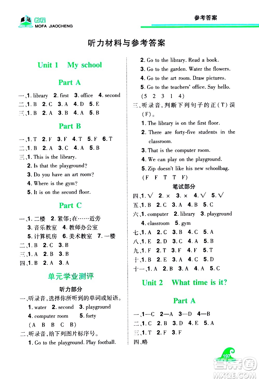 江西美術(shù)出版社2021魔法教程英語四年級(jí)下冊(cè)精解版RJ人教版答案