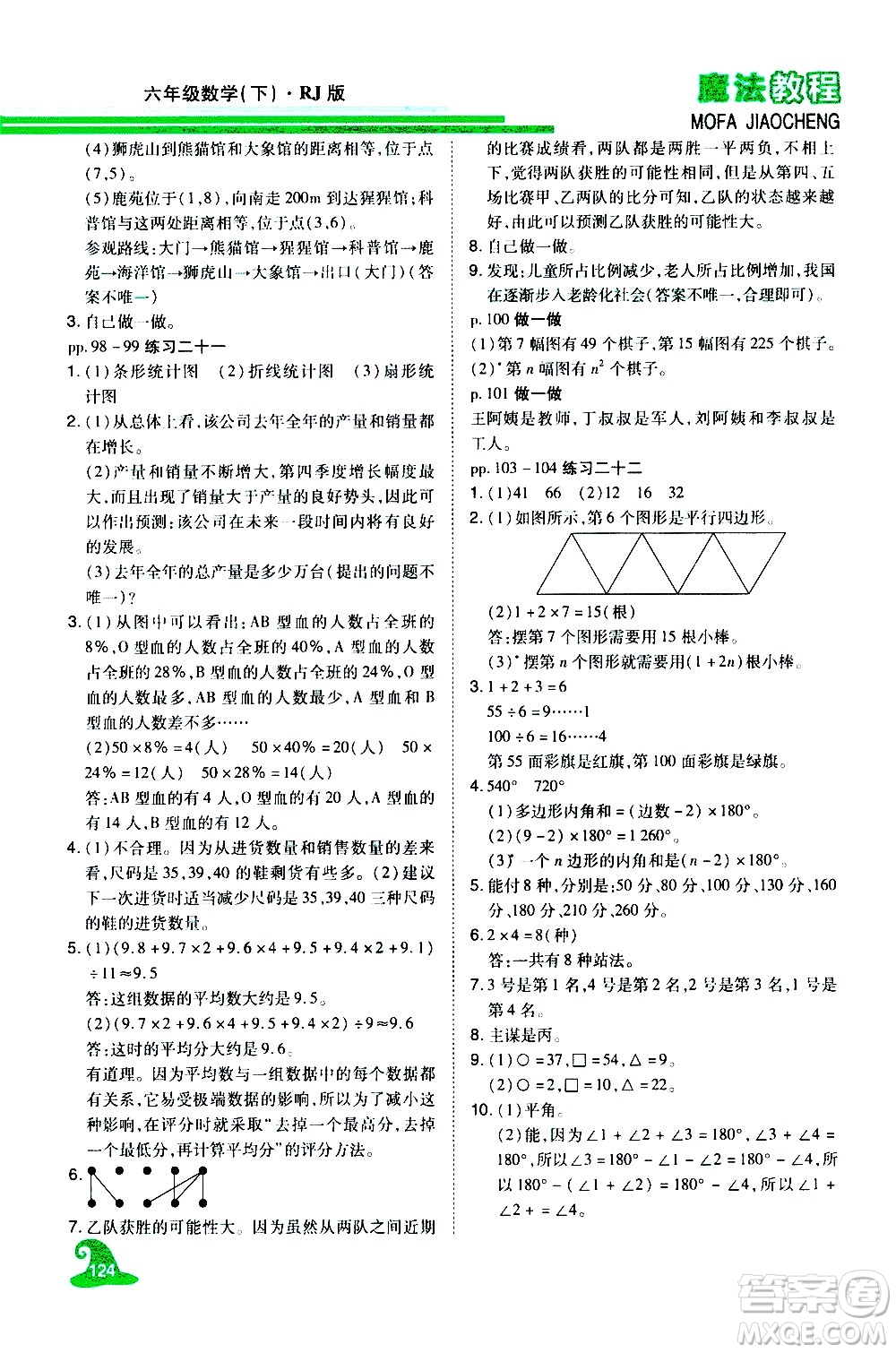 江西美術(shù)出版社2021魔法教程數(shù)學(xué)六年級下冊精解版RJ人教版答案