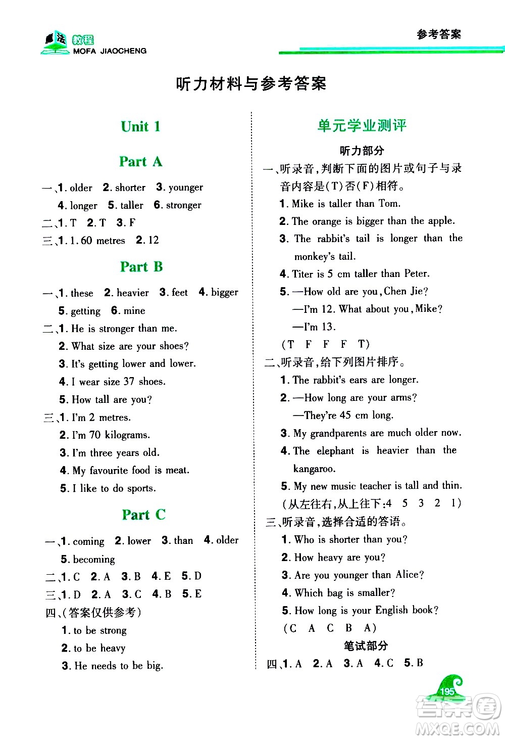 江西美術出版社2021魔法教程英語六年級下冊精解版RJ人教版答案