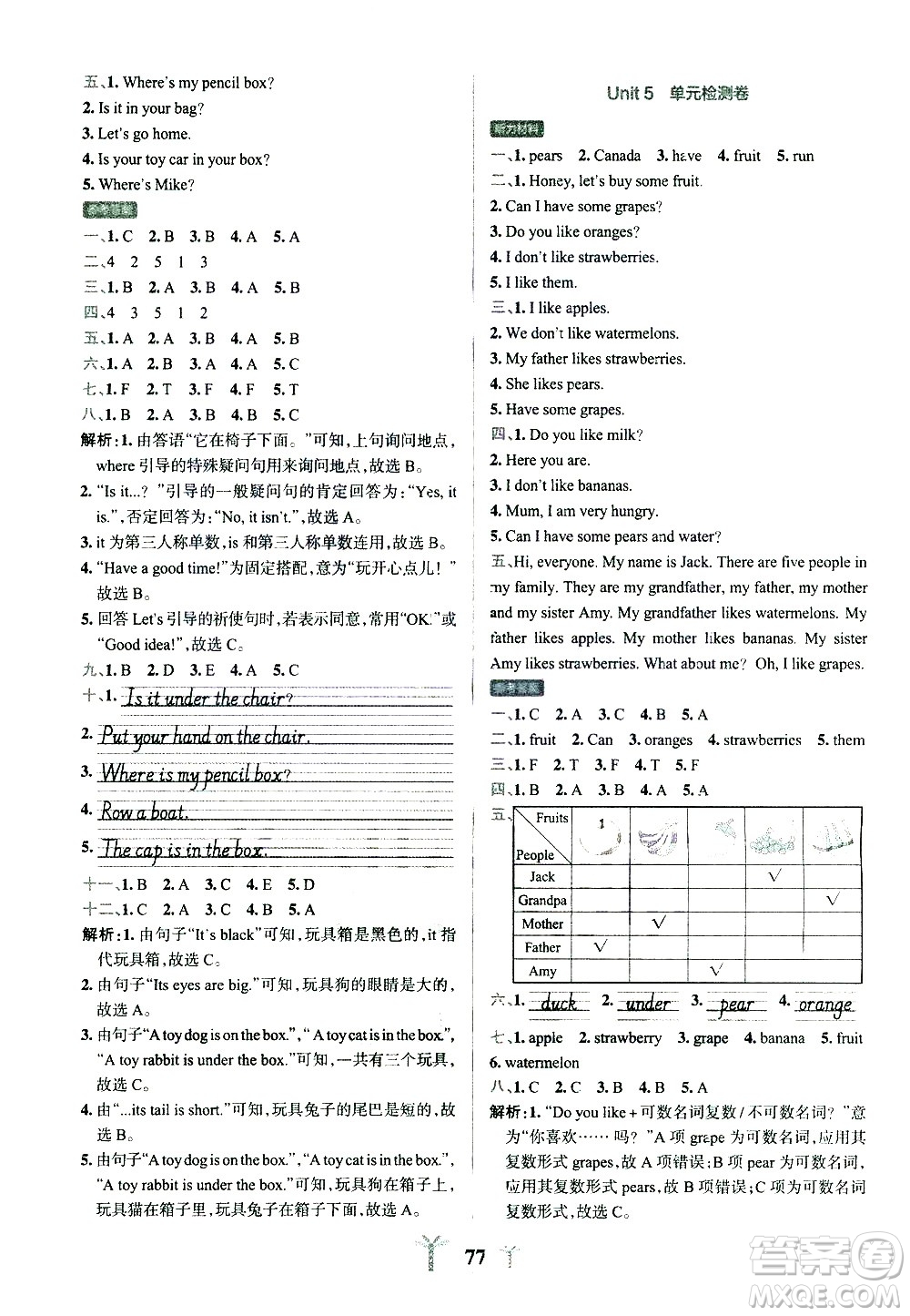 陜西師范大學(xué)出版總社有限公司2021小學(xué)學(xué)霸沖A卷英語三年級下冊RJ人教版答案